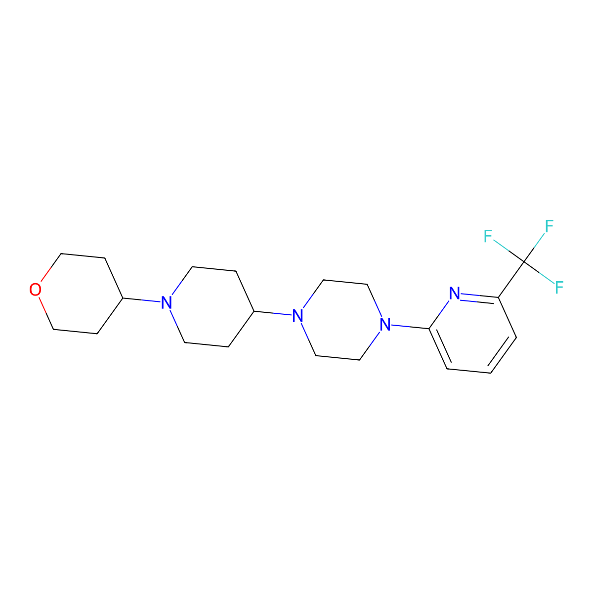 1-[1-(Oxan-4-yl)piperidin-4-yl]-4-[6-(trifluoromethyl)pyridin-2-yl]piperazine molecular structure, CAS 2034557-62-3