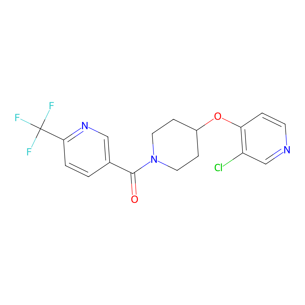 (4-((3-Chloropyridin-4-yl)oxy)piperidin-1-yl)(6-(trifluoromethyl)pyridin-3-yl)methanone molecular structure, CAS 2034557-63-4