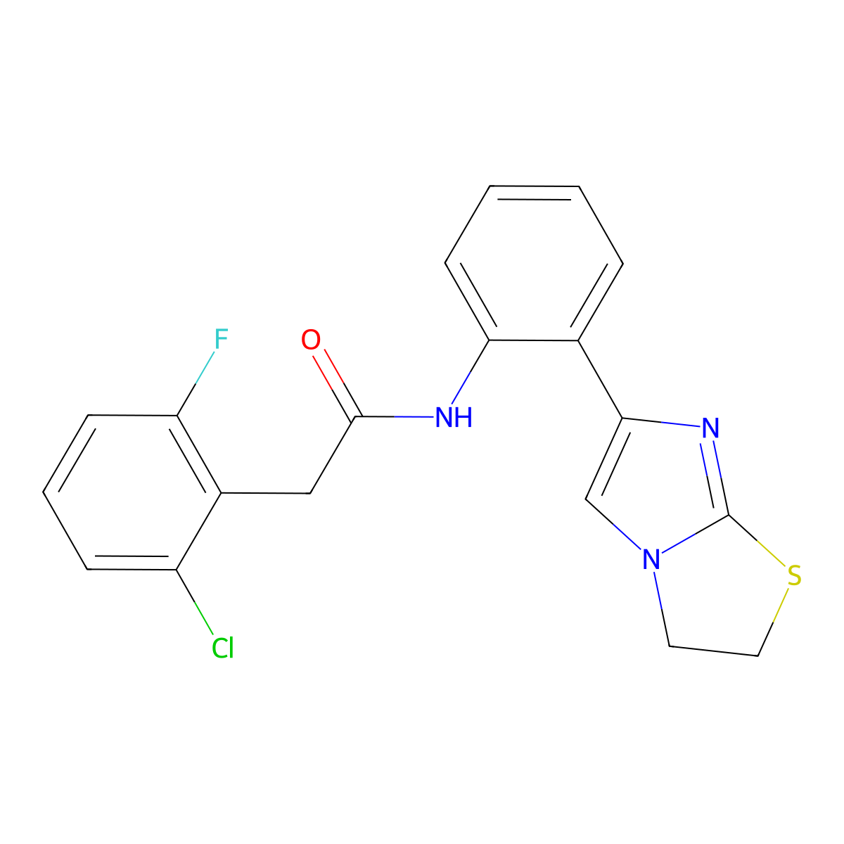 2-(2-chloro-6-fluorophenyl)-N-(2-(2,3-dihydroimidazo[2,1-b]thiazol-6-yl)phenyl)acetamide molecular structure, CAS 2034557-79-2