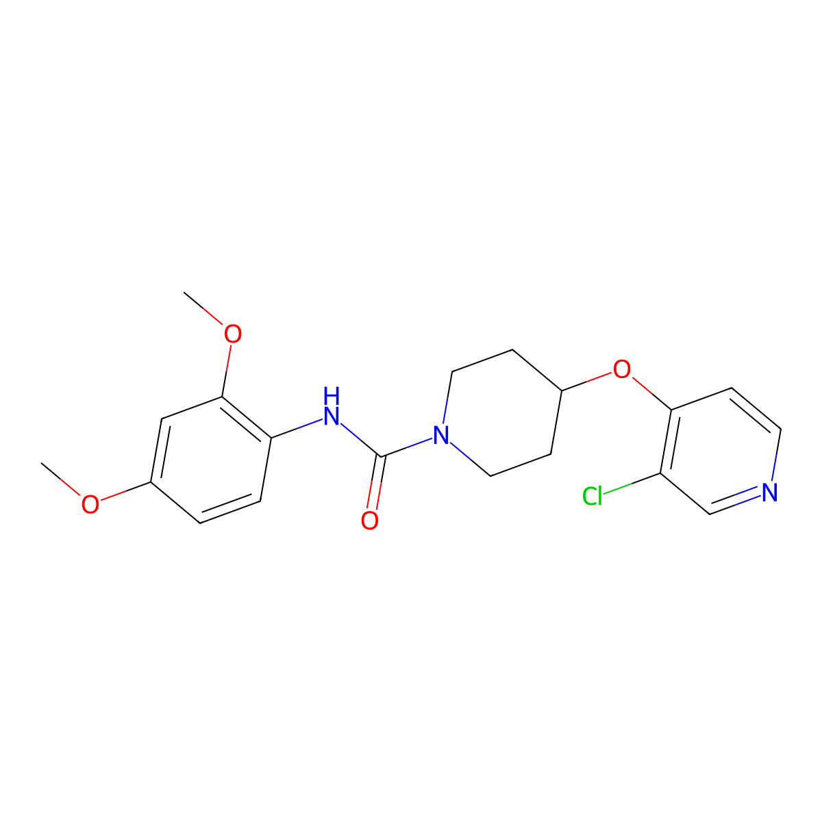 4-((3-chloropyridin-4-yl)oxy)-N-(2,4-dimethoxyphenyl)piperidine-1-carboxamide molecular structure, CAS 2034557-80-5
