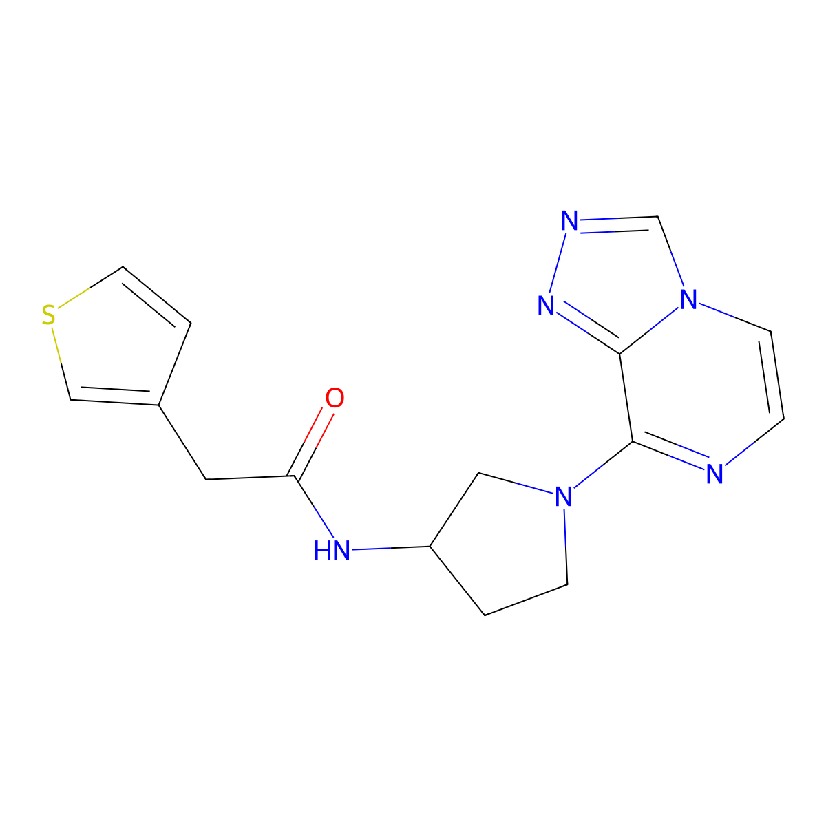 N-(1-([1,2,4]triazolo[4,3-a]pyrazin-8-yl)pyrrolidin-3-yl)-2-(thiophen-3-yl)acetamide molecular structure, CAS 2034557-83-8