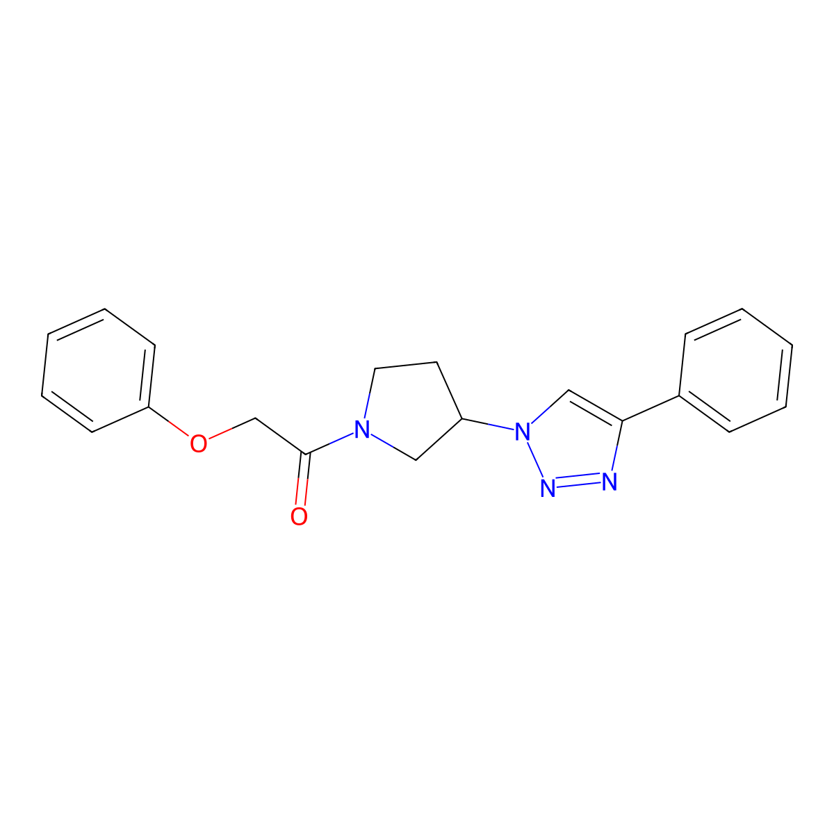 2-phenoxy-1-(3-(4-phenyl-1H-1,2,3-triazol-1-yl)pyrrolidin-1-yl)ethanone molecular structure, CAS 2034557-92-9