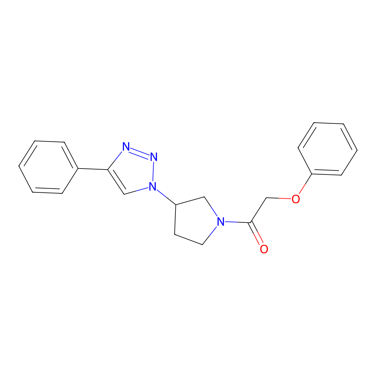 2-phenoxy-1-(3-(4-phenyl-1H-1,2,3-triazol-1-yl)pyrrolidin-1-yl)ethanone molecular structure, CAS 2034557-92-9