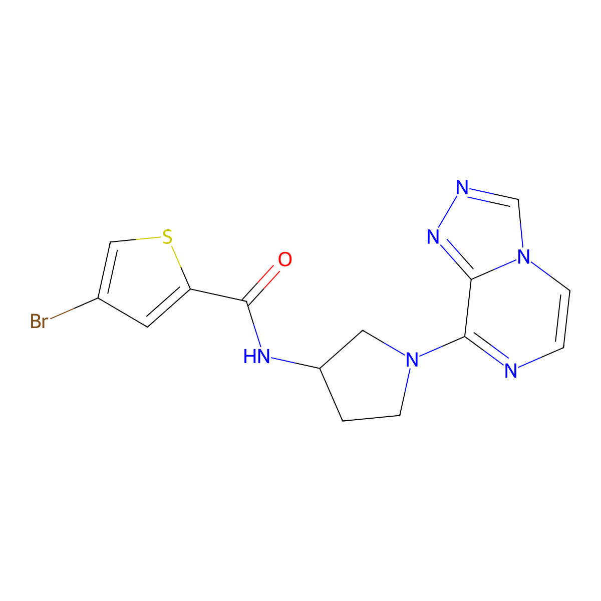 N-(1-([1,2,4]triazolo[4,3-a]pyrazin-8-yl)pyrrolidin-3-yl)-4-bromothiophene-2-carboxamide molecular structure, CAS 2034557-93-0