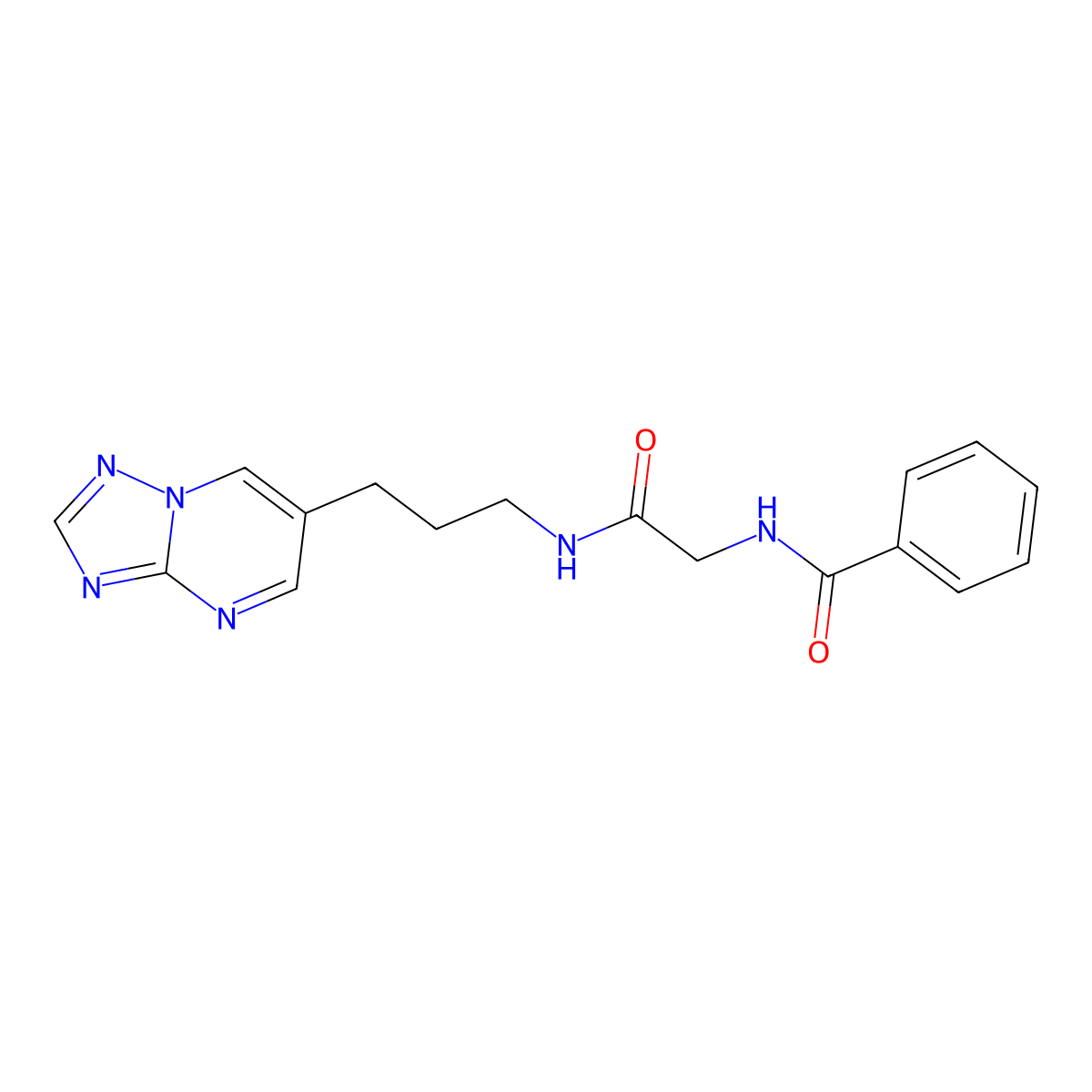 N-(2-((3-([1,2,4]triazolo[1,5-a]pyrimidin-6-yl)propyl)amino)-2-oxoethyl)benzamide molecular structure, CAS 2034557-96-3