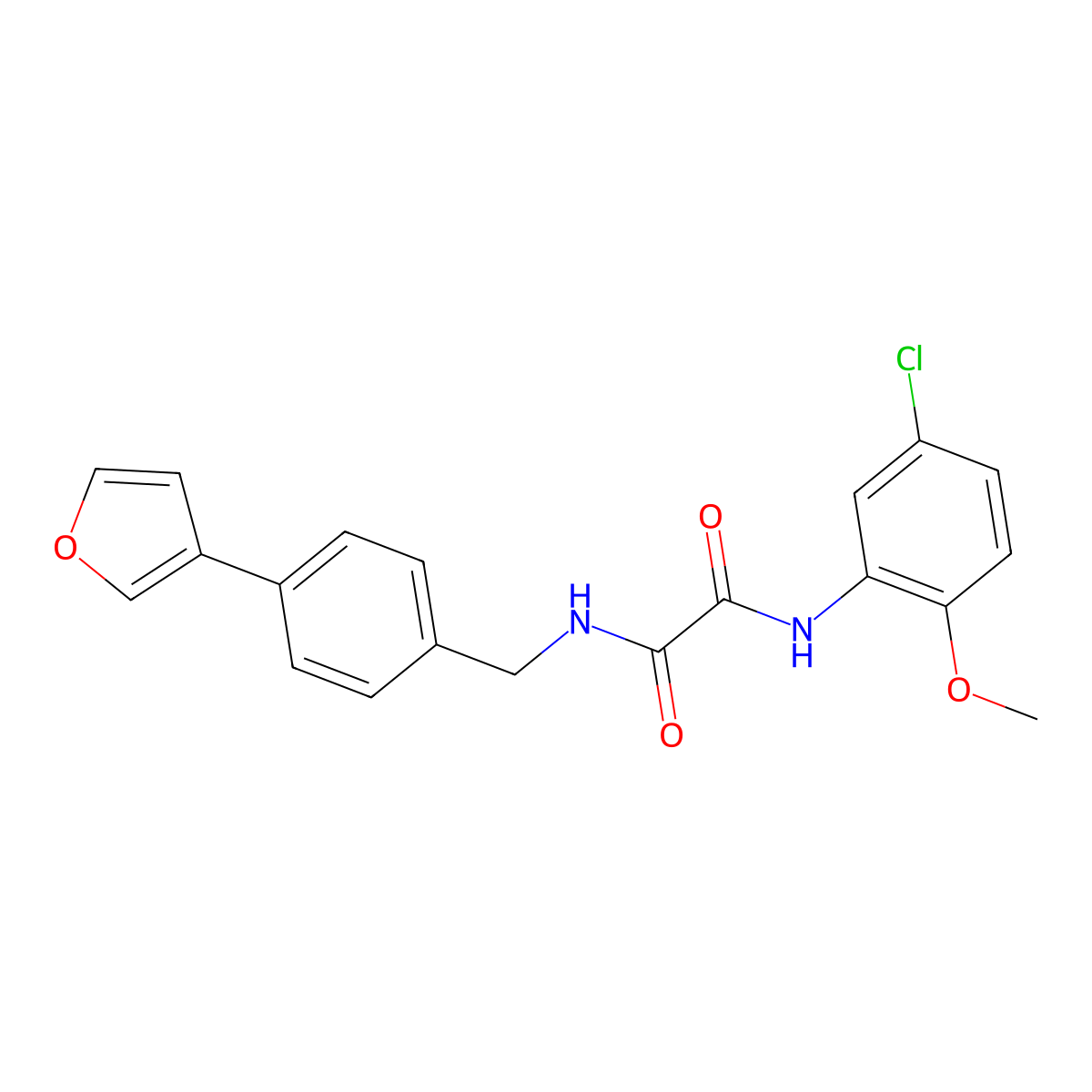 N1-(5-chloro-2-methoxyphenyl)-N2-(4-(furan-3-yl)benzyl)oxalamide molecular structure, CAS 2034557-99-6