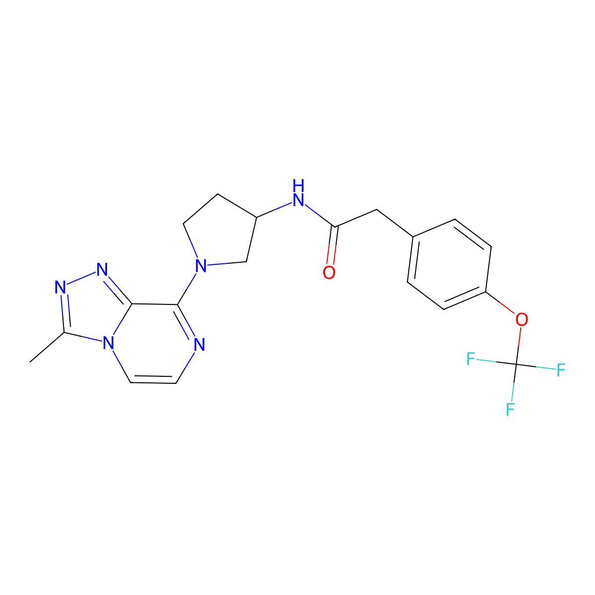 N-(1-(3-methyl-[1,2,4]triazolo[4,3-a]pyrazin-8-yl)pyrrolidin-3-yl)-2-(4-(trifluoromethoxy)phenyl)acetamide molecular structure, CAS 2034558-00-2