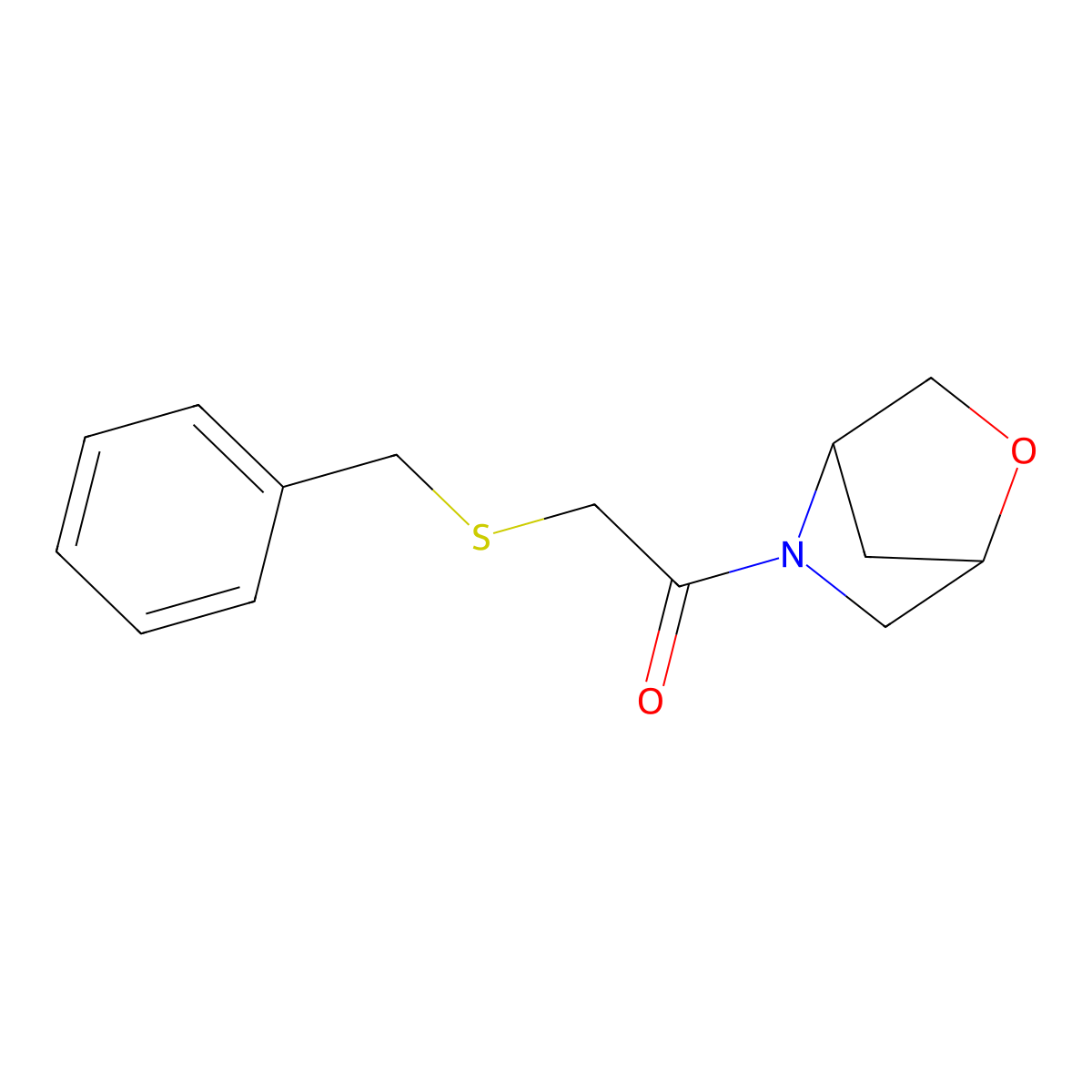 2-(Benzylthio)-1-(2-oxa-5-azabicyclo[2.2.1]heptan-5-yl)ethanone molecular structure, CAS 2034558-01-3