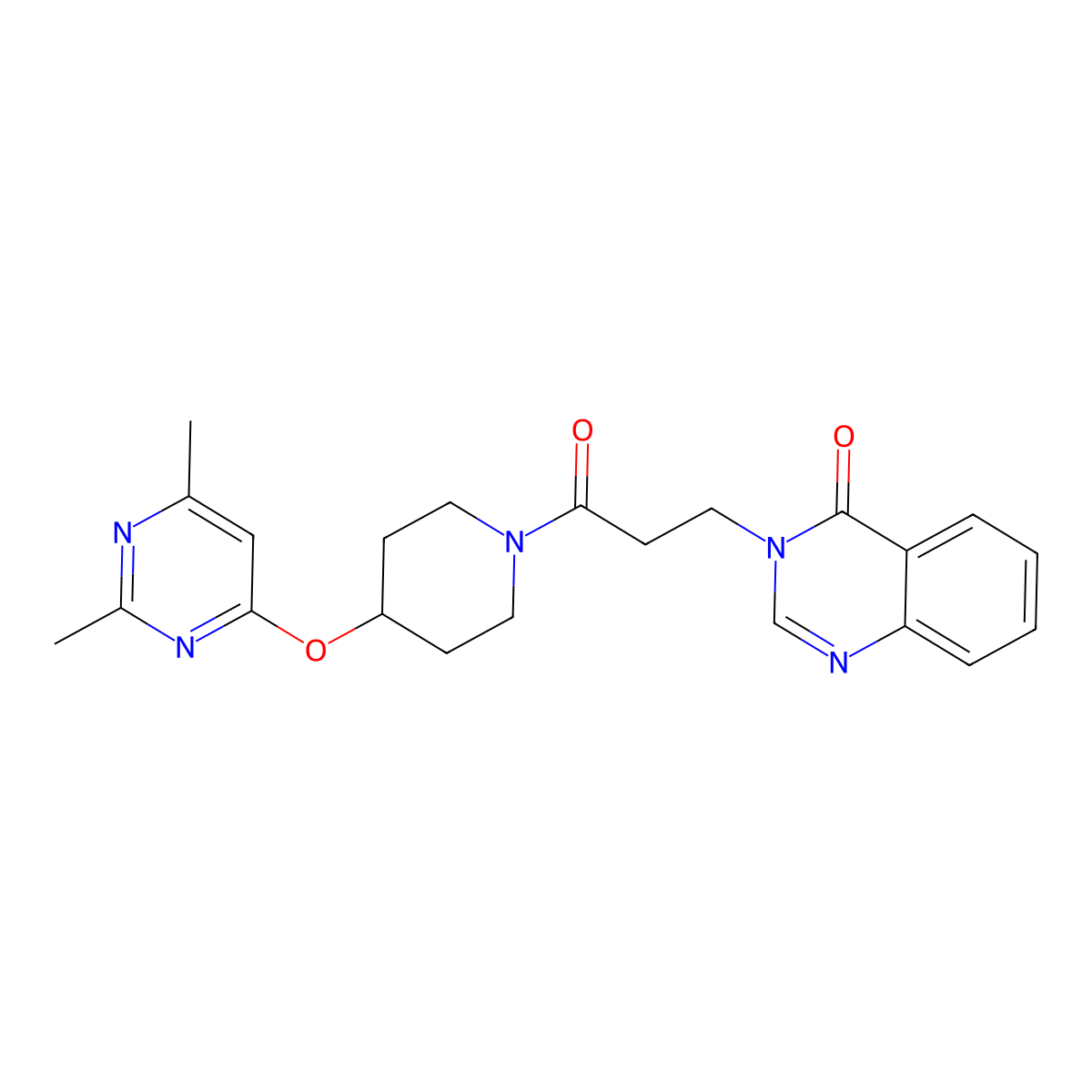 3-(3-(4-((2,6-dimethylpyrimidin-4-yl)oxy)piperidin-1-yl)-3-oxopropyl)quinazolin-4(3H)-one molecular structure, CAS 2034558-04-6