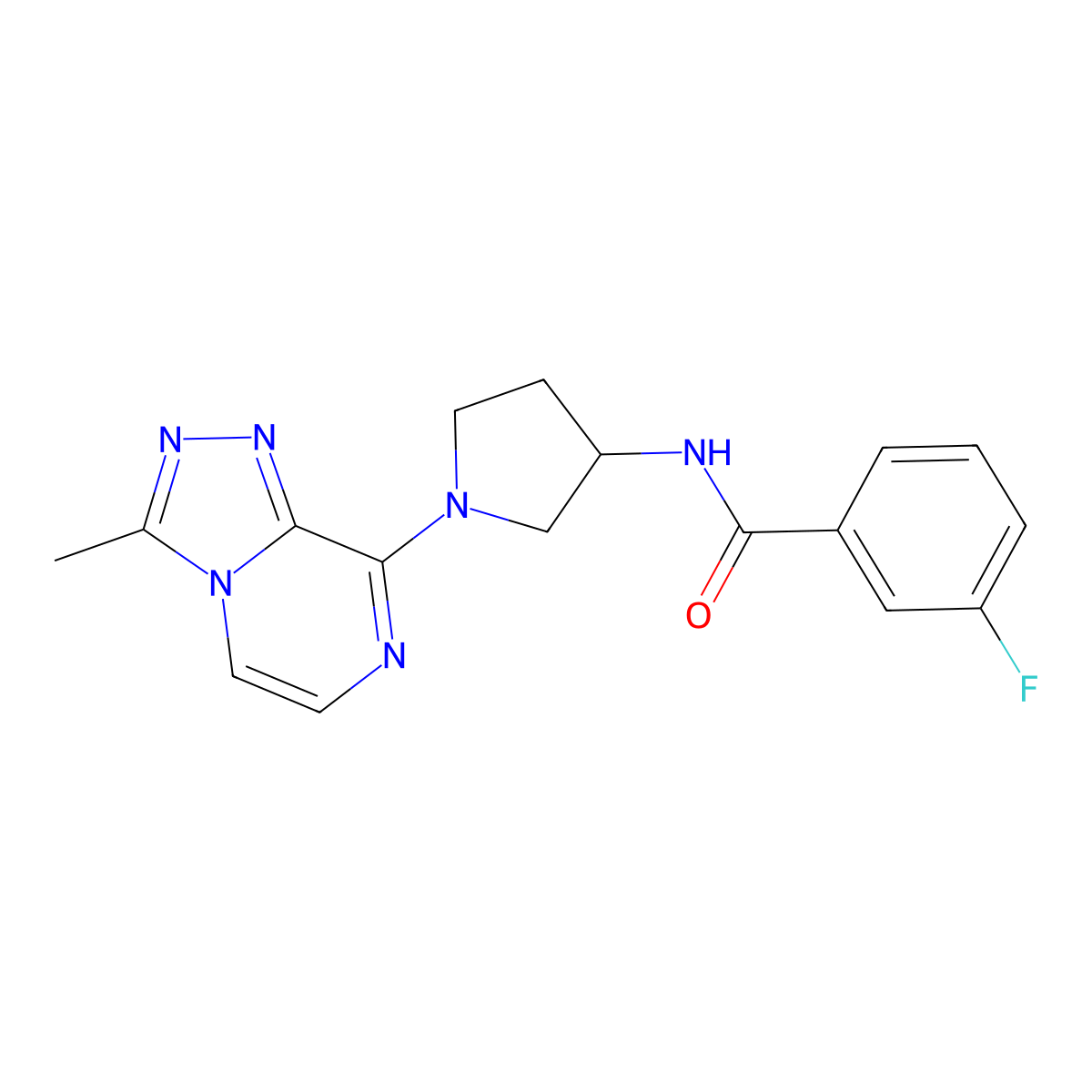 3-fluoro-N-(1-(3-methyl-[1,2,4]triazolo[4,3-a]pyrazin-8-yl)pyrrolidin-3-yl)benzamide molecular structure, CAS 2034558-06-8