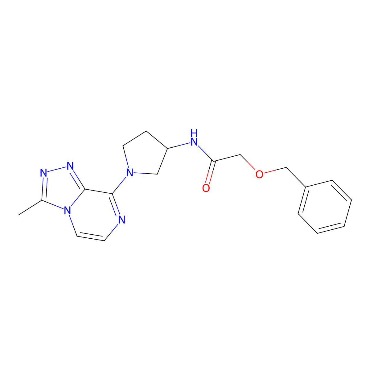 2-(benzyloxy)-N-(1-{3-methyl-[1,2,4]triazolo[4,3-a]pyrazin-8-yl}pyrrolidin-3-yl)acetamide molecular structure, CAS 2034558-10-4