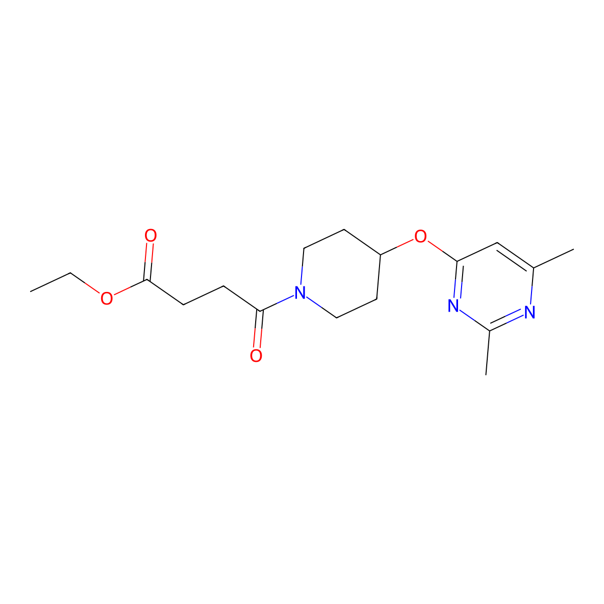 Ethyl 4-(4-((2,6-dimethylpyrimidin-4-yl)oxy)piperidin-1-yl)-4-oxobutanoate molecular structure, CAS 2034558-11-5