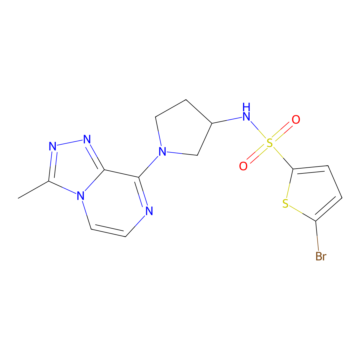 5-bromo-N-(1-(3-methyl-[1,2,4]triazolo[4,3-a]pyrazin-8-yl)pyrrolidin-3-yl)thiophene-2-sulfonamide molecular structure, CAS 2034558-17-1