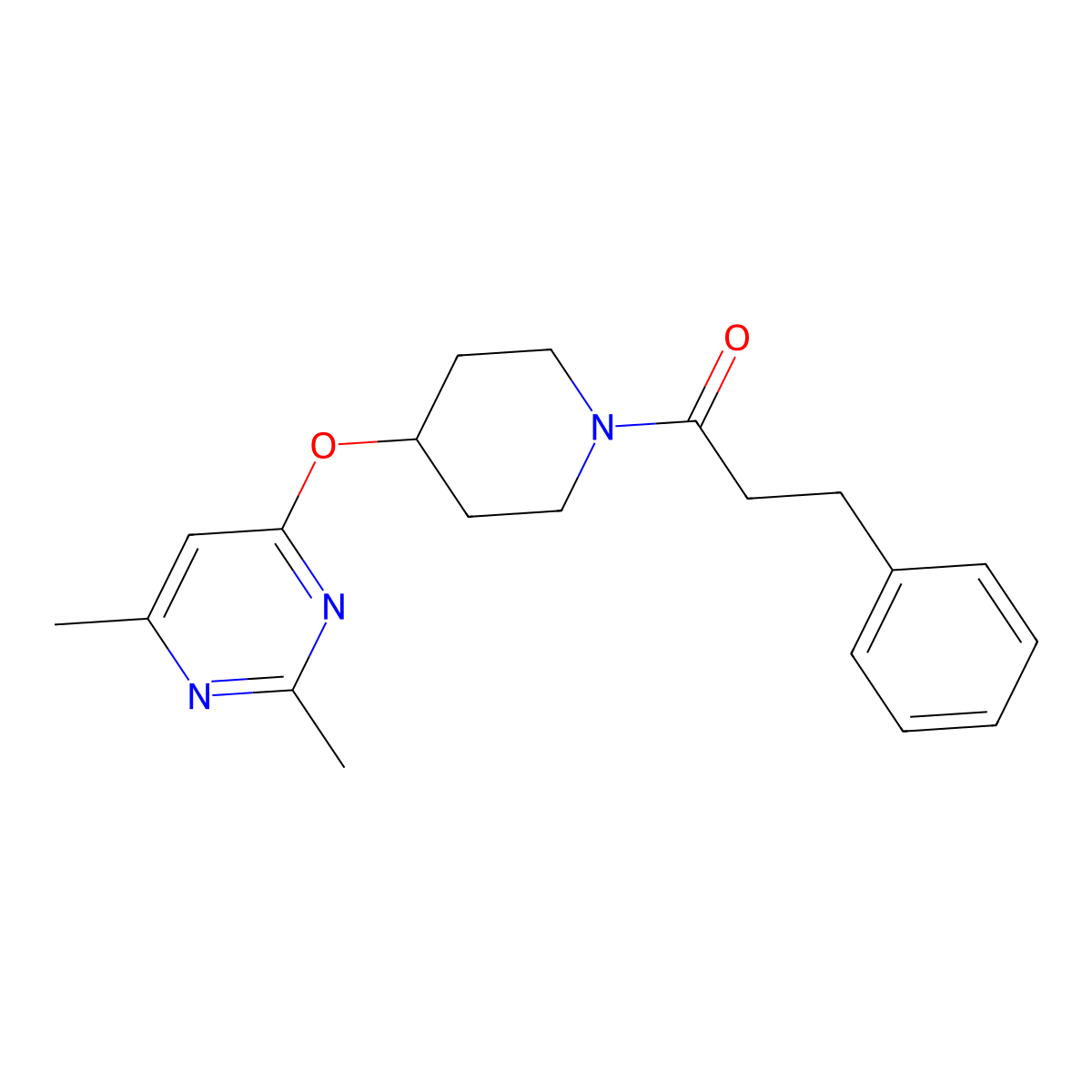 1-{4-[(2,6-Dimethylpyrimidin-4-yl)oxy]piperidin-1-yl}-3-phenylpropan-1-one molecular structure, CAS 2034558-18-2