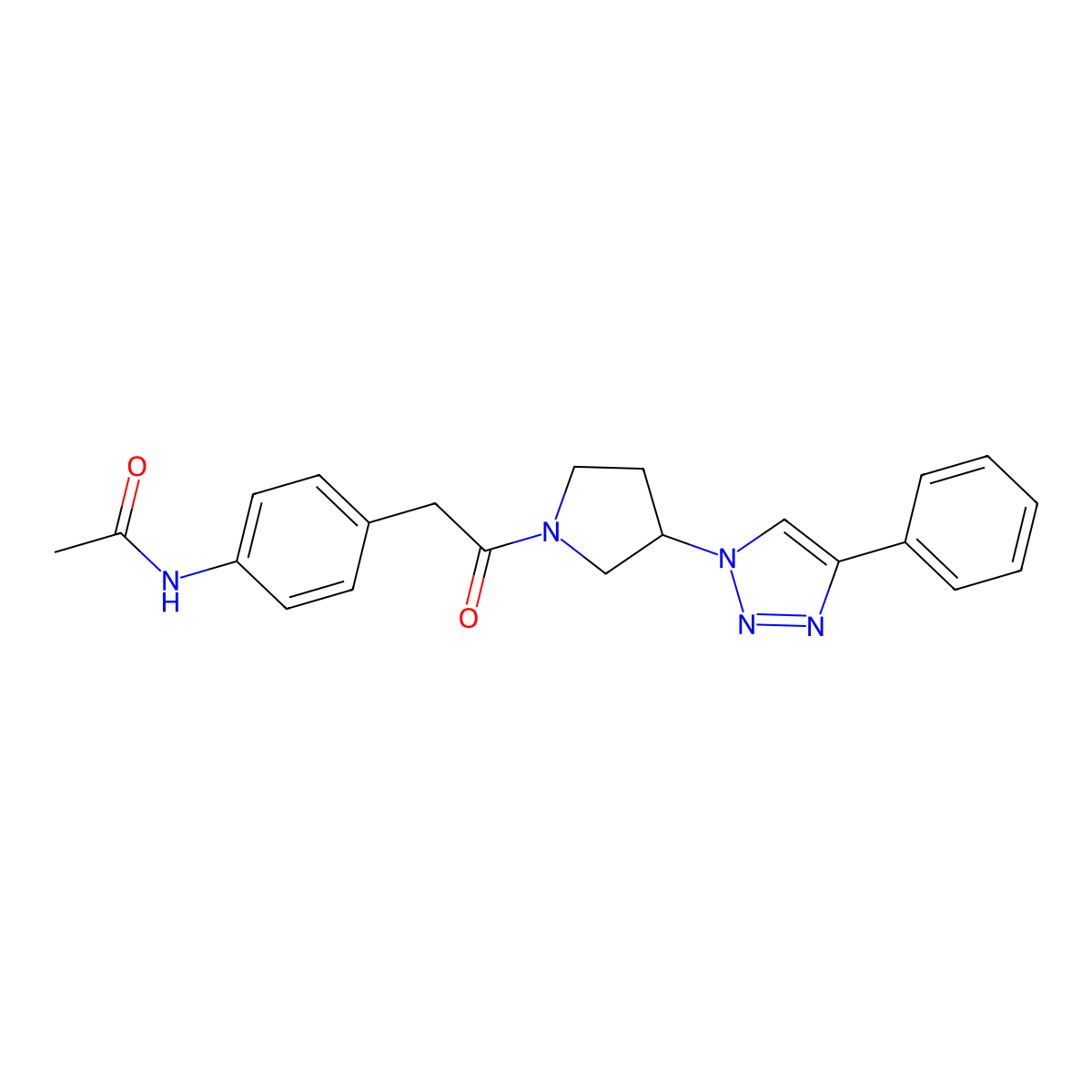 N-(4-(2-oxo-2-(3-(4-phenyl-1H-1,2,3-triazol-1-yl)pyrrolidin-1-yl)ethyl)phenyl)acetamide molecular structure, CAS 2034558-19-3