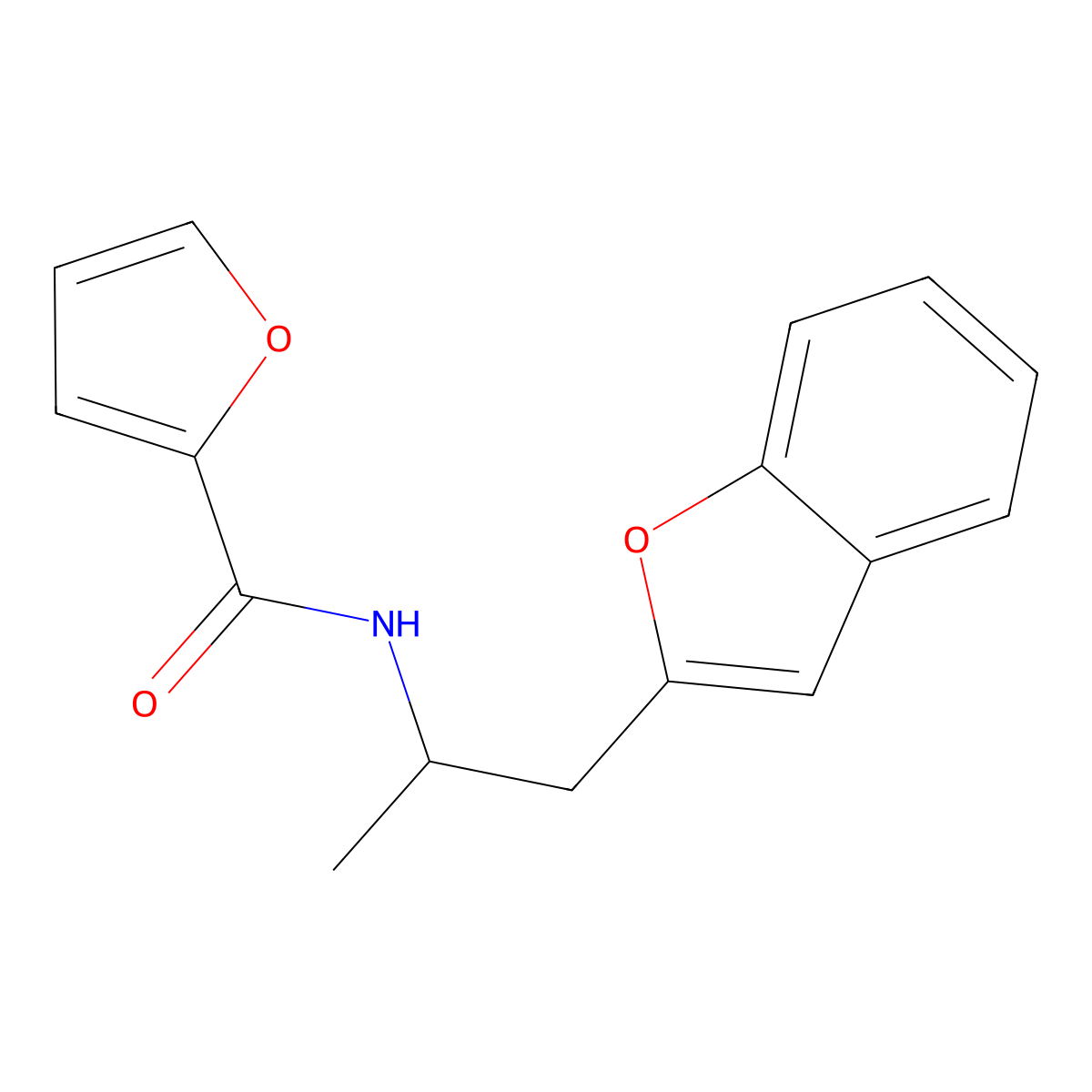 N-(1-(benzofuran-2-yl)propan-2-yl)furan-2-carboxamide molecular structure, CAS 2034558-22-8