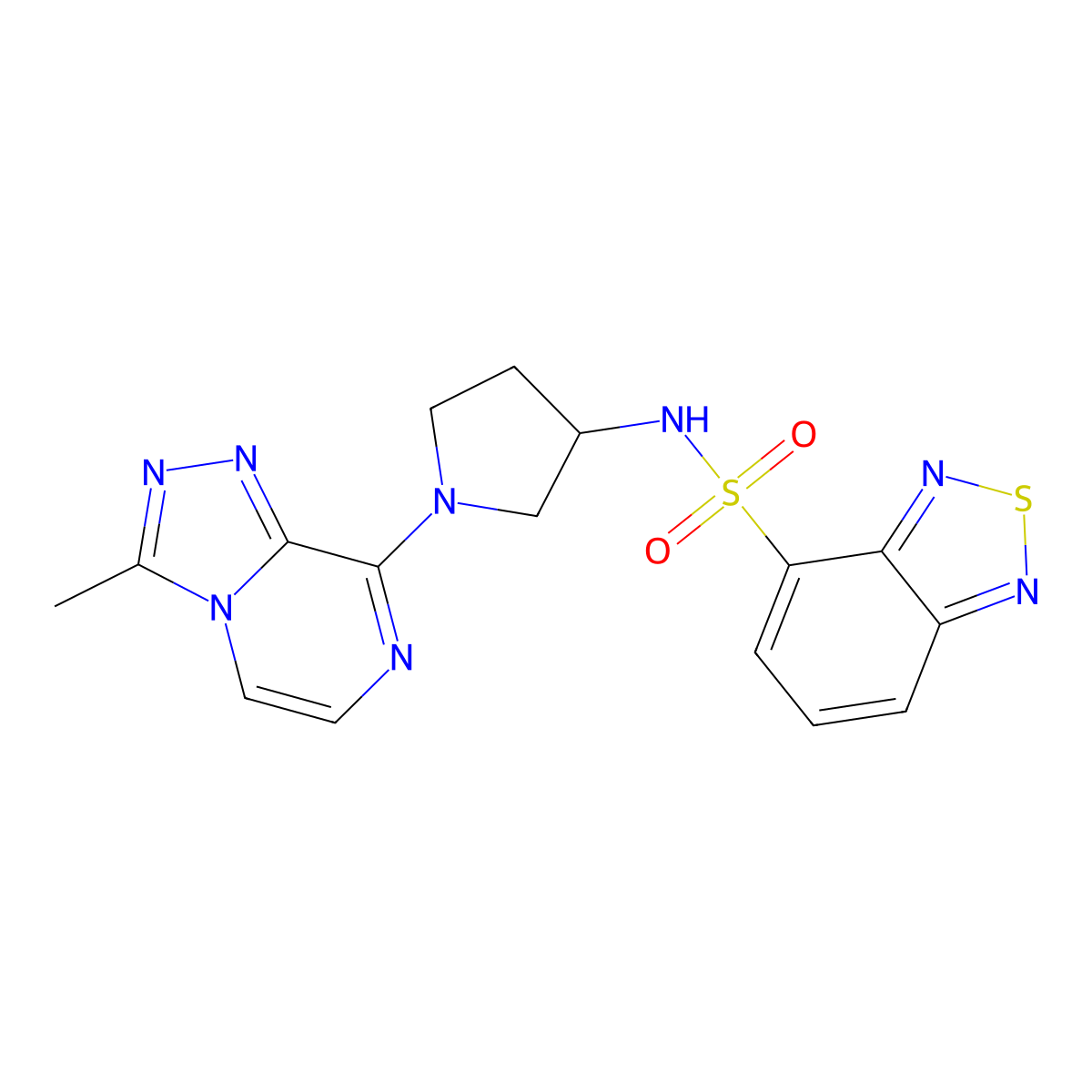 N-(1-{3-methyl-[1,2,4]triazolo[4,3-a]pyrazin-8-yl}pyrrolidin-3-yl)-2,1,3-benzothiadiazole-4-sulfonamide molecular structure, CAS 2034558-28-4