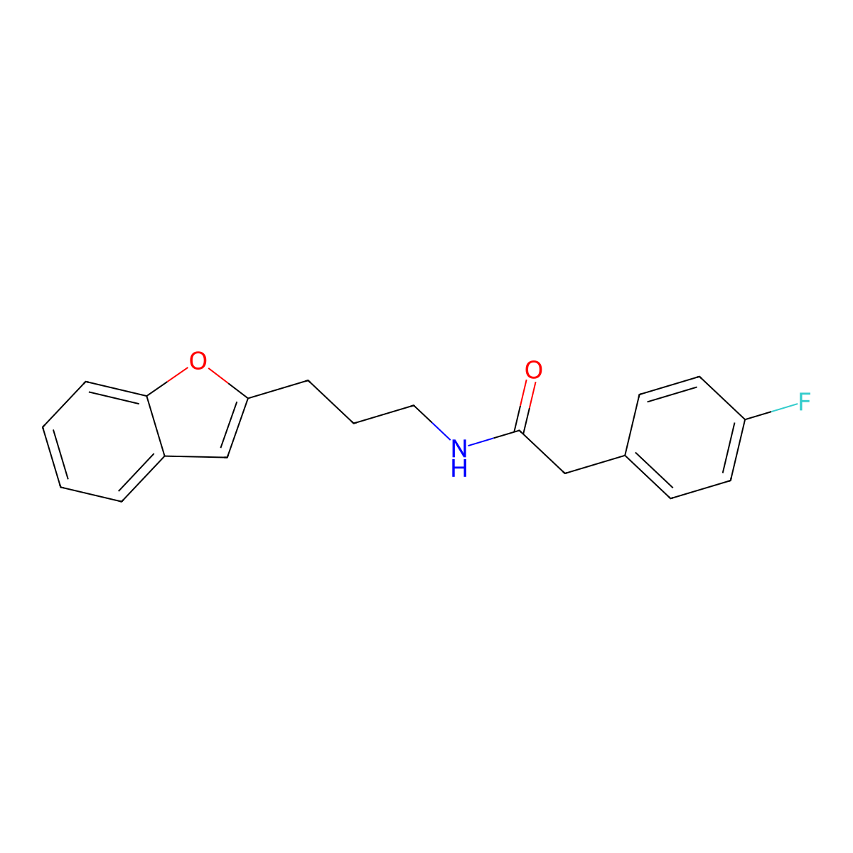 N-(3-(benzofuran-2-yl)propyl)-2-(4-fluorophenyl)acetamide molecular structure, CAS 2034558-29-5