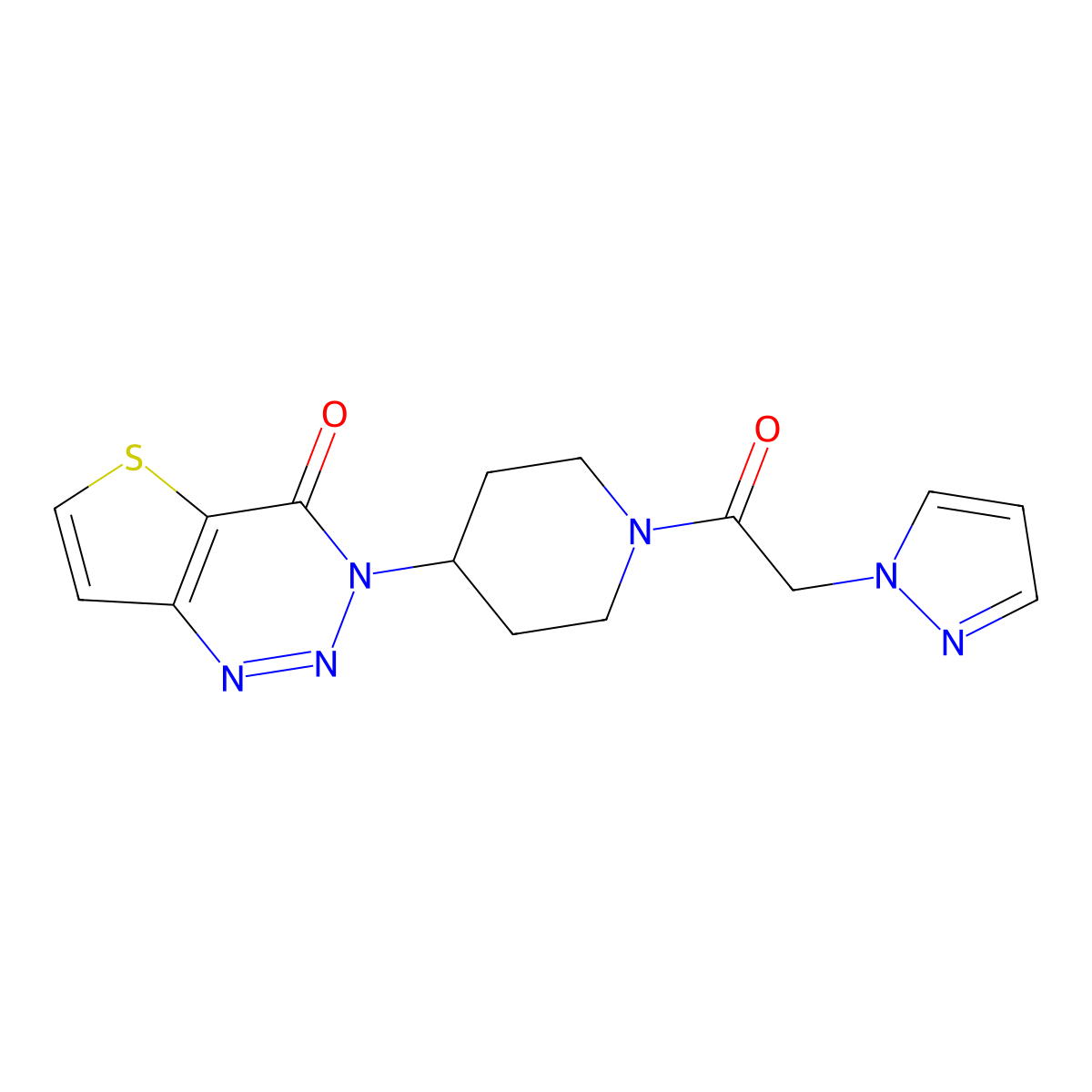3-(1-(2-(1H-pyrazol-1-yl)acetyl)piperidin-4-yl)thieno[3,2-d][1,2,3]triazin-4(3H)-one molecular structure, CAS 2034558-33-1