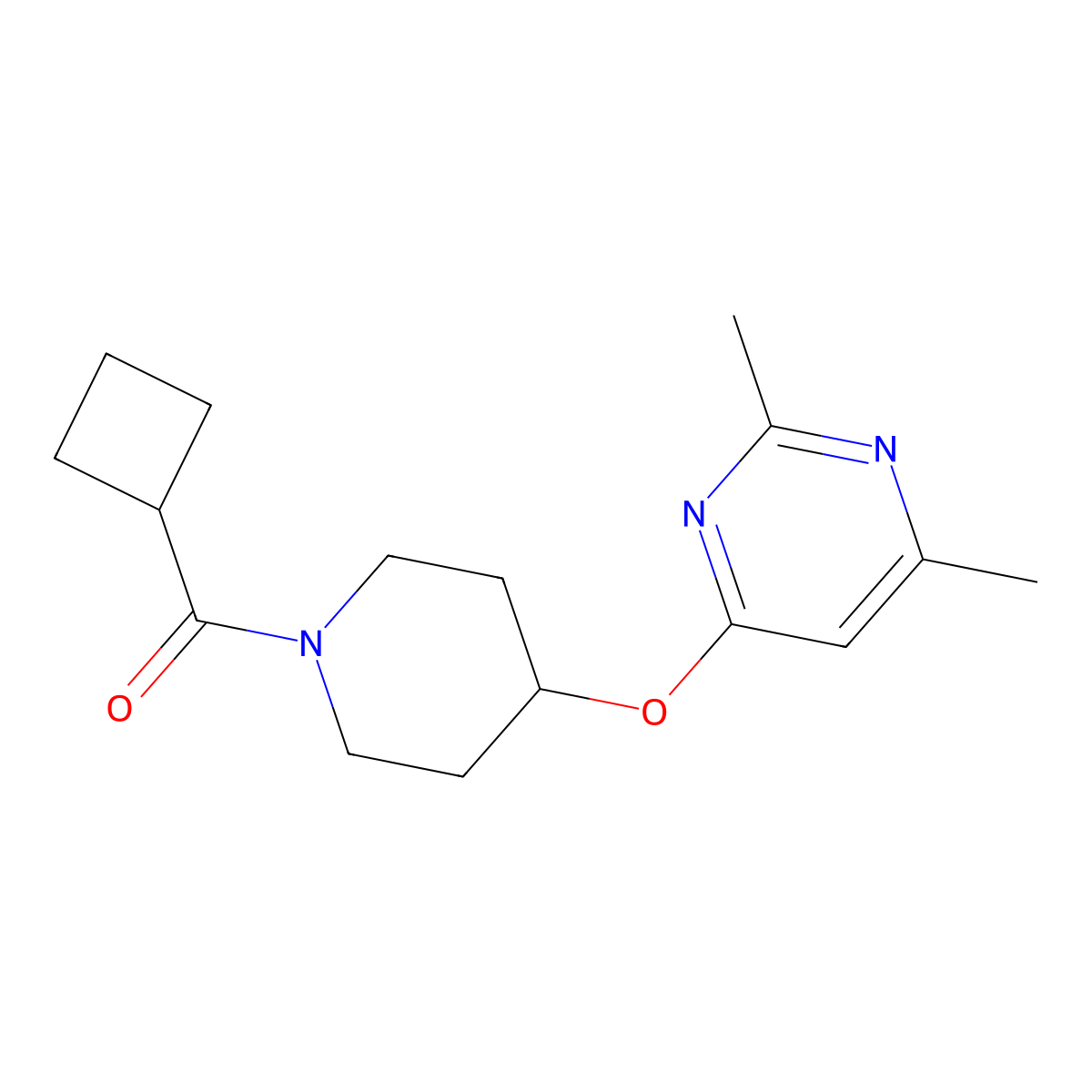 Cyclobutyl(4-((2,6-dimethylpyrimidin-4-yl)oxy)piperidin-1-yl)methanone molecular structure, CAS 2034558-36-4