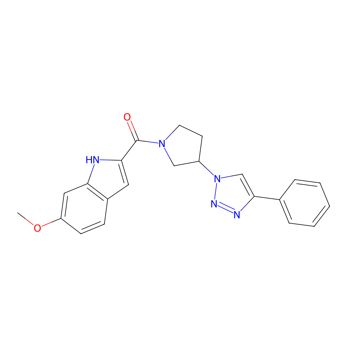 (6-methoxy-1H-indol-2-yl)(3-(4-phenyl-1H-1,2,3-triazol-1-yl)pyrrolidin-1-yl)methanone molecular structure, CAS 2034558-41-1