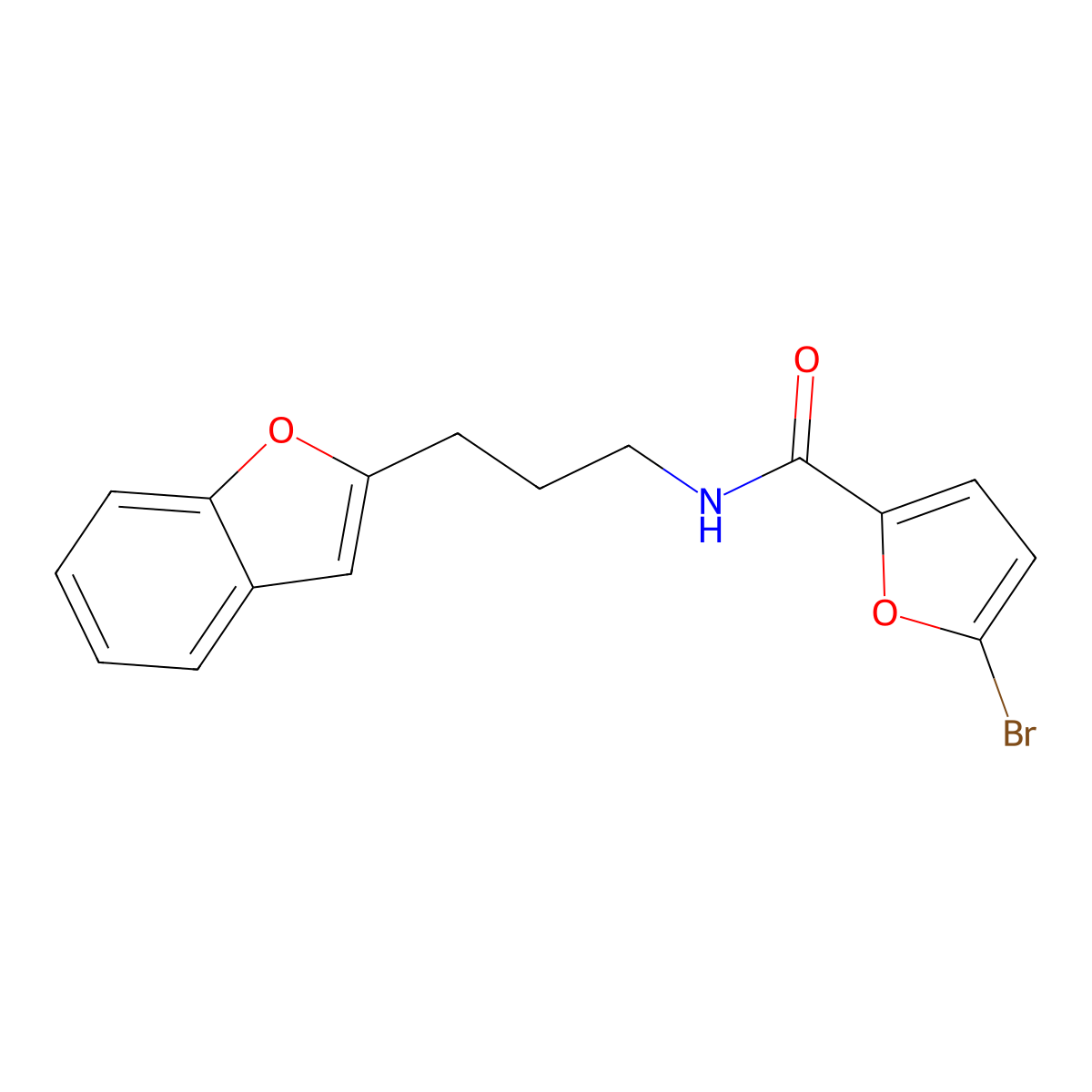 N-(3-(benzofuran-2-yl)propyl)-5-bromofuran-2-carboxamide molecular structure, CAS 2034558-44-4