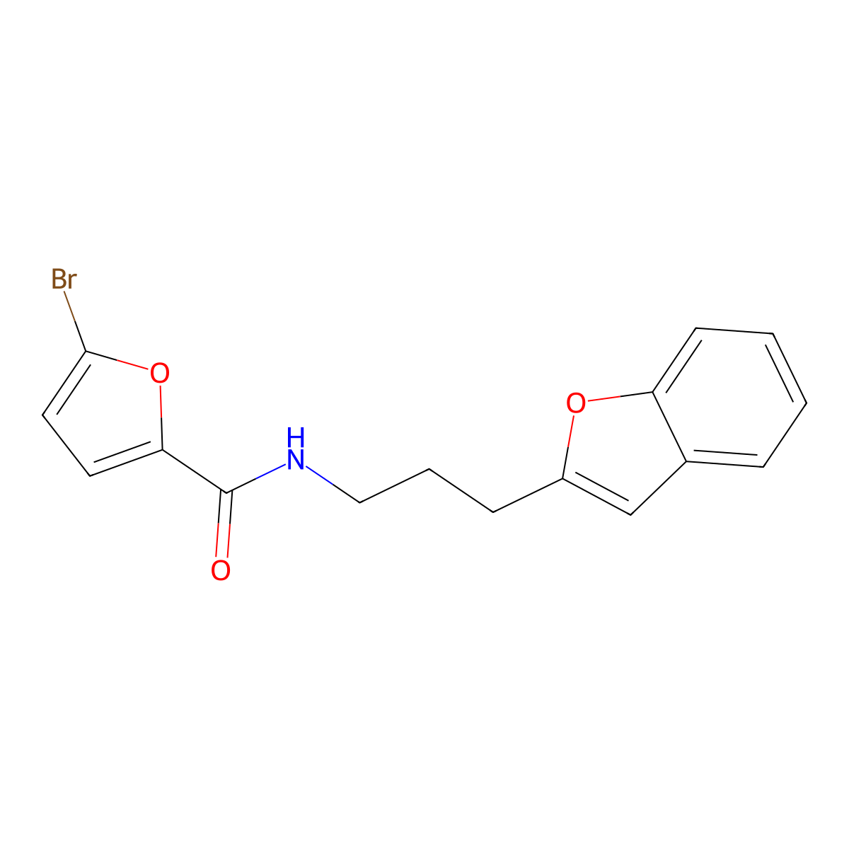 N-(3-(benzofuran-2-yl)propyl)-5-bromofuran-2-carboxamide molecular structure, CAS 2034558-44-4