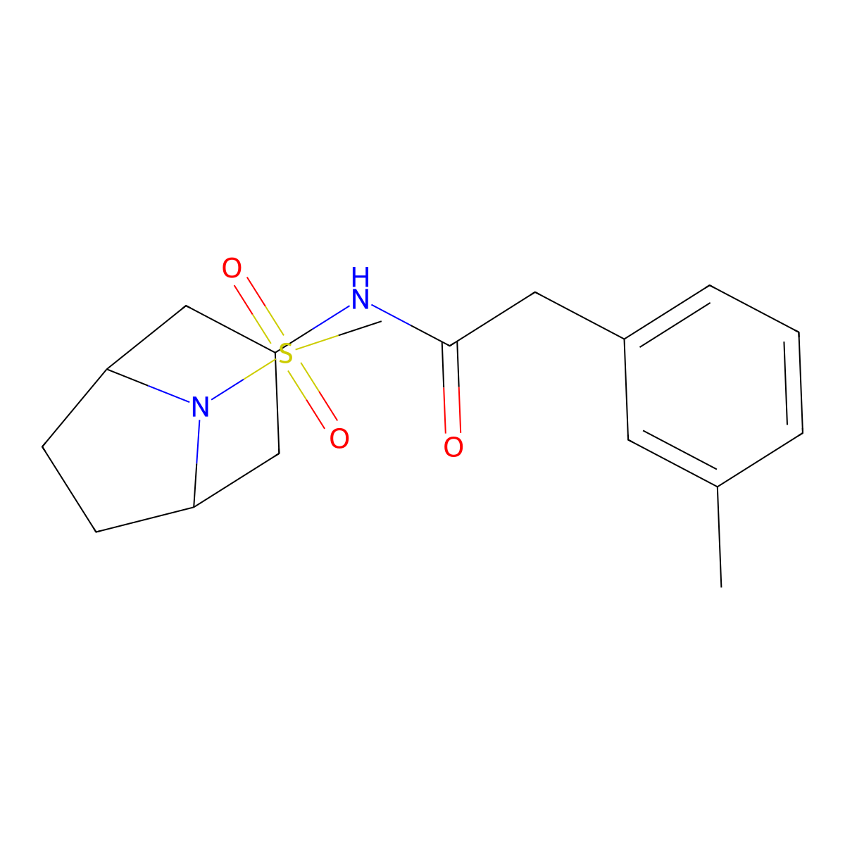 N-(8-(methylsulfonyl)-8-azabicyclo[3.2.1]octan-3-yl)-2-(m-tolyl)acetamide molecular structure, CAS 2034558-47-7