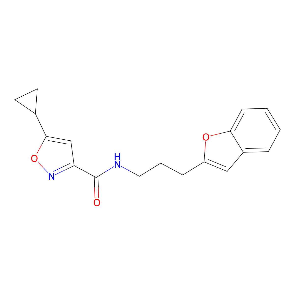 N-(3-(benzofuran-2-yl)propyl)-5-cyclopropylisoxazole-3-carboxamide molecular structure, CAS 2034558-53-5