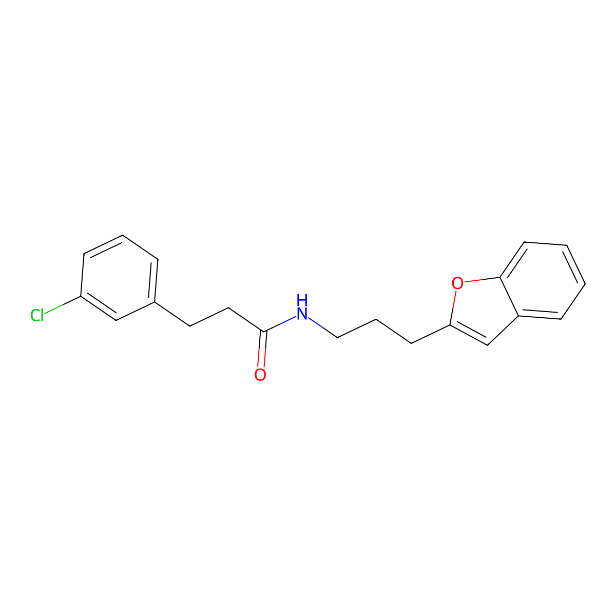 N-(3-(benzofuran-2-yl)propyl)-3-(3-chlorophenyl)propanamide molecular structure, CAS 2034558-56-8