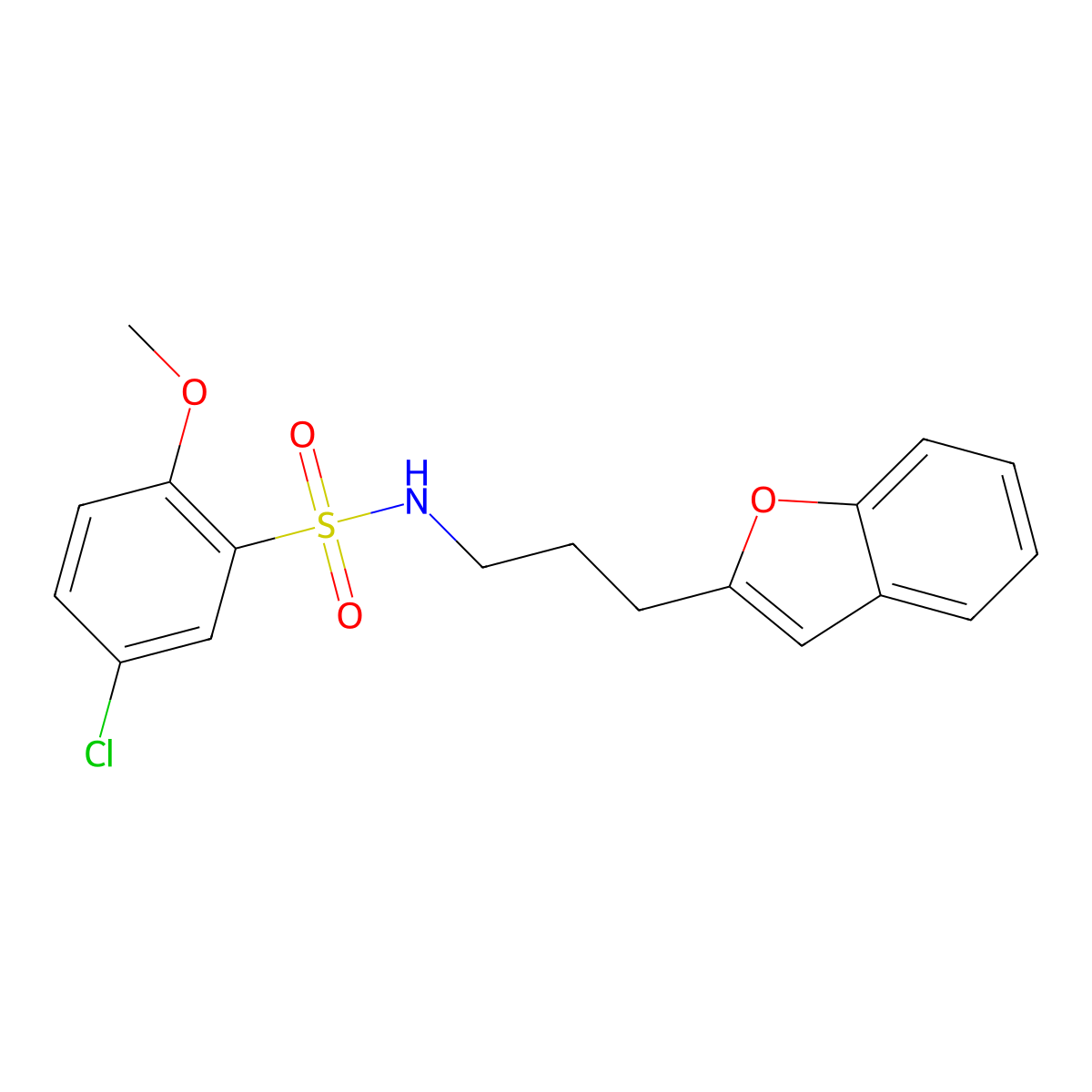 N-(3-(benzofuran-2-yl)propyl)-5-chloro-2-methoxybenzenesulfonamide molecular structure, CAS 2034558-68-2