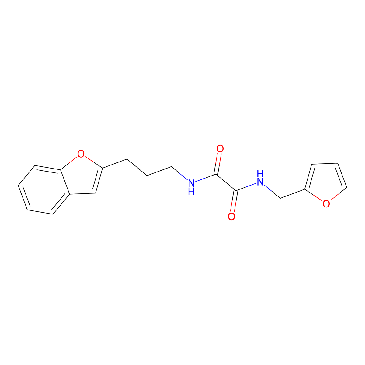 N1-(3-(benzofuran-2-yl)propyl)-N2-(furan-2-ylmethyl)oxalamide molecular structure, CAS 2034558-73-9