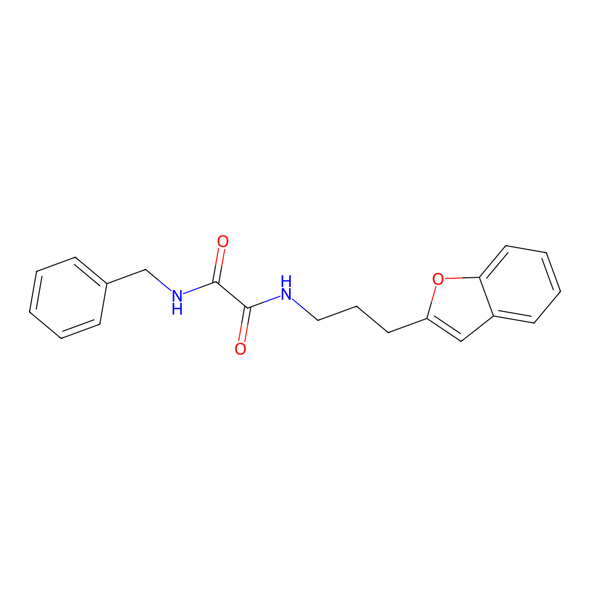 N1-(3-(benzofuran-2-yl)propyl)-N2-benzyloxalamide molecular structure, CAS 2034558-78-4
