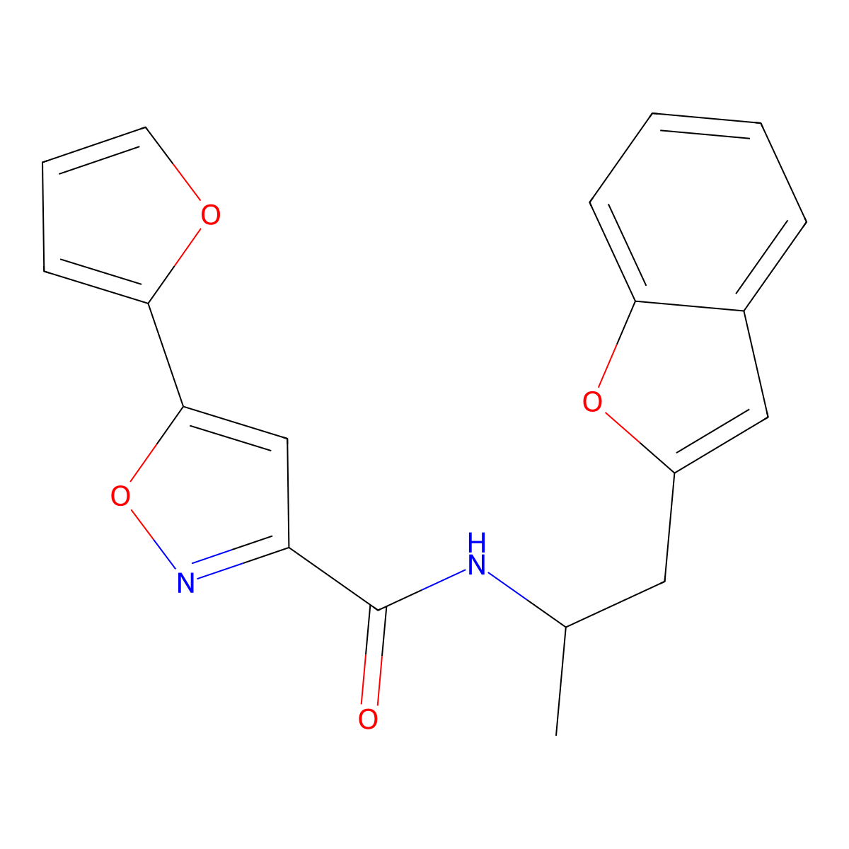 N-(1-(benzofuran-2-yl)propan-2-yl)-5-(furan-2-yl)isoxazole-3-carboxamide molecular structure, CAS 2034558-83-1