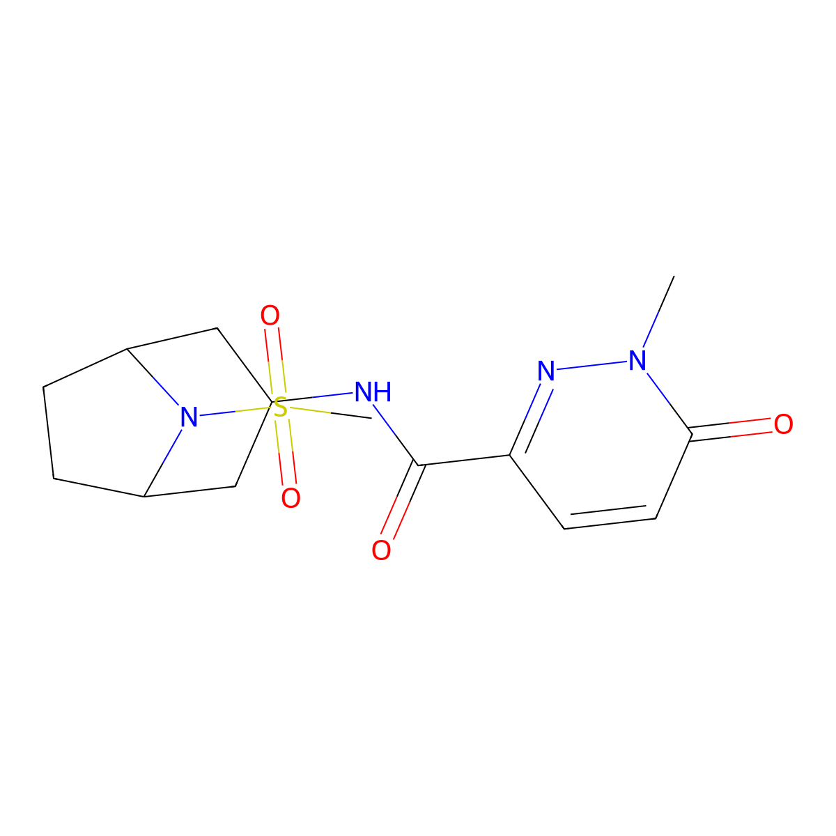 1-methyl-N-(8-(methylsulfonyl)-8-azabicyclo[3.2.1]octan-3-yl)-6-oxo-1,6-dihydropyridazine-3-carboxamide molecular structure, CAS 2034558-85-3