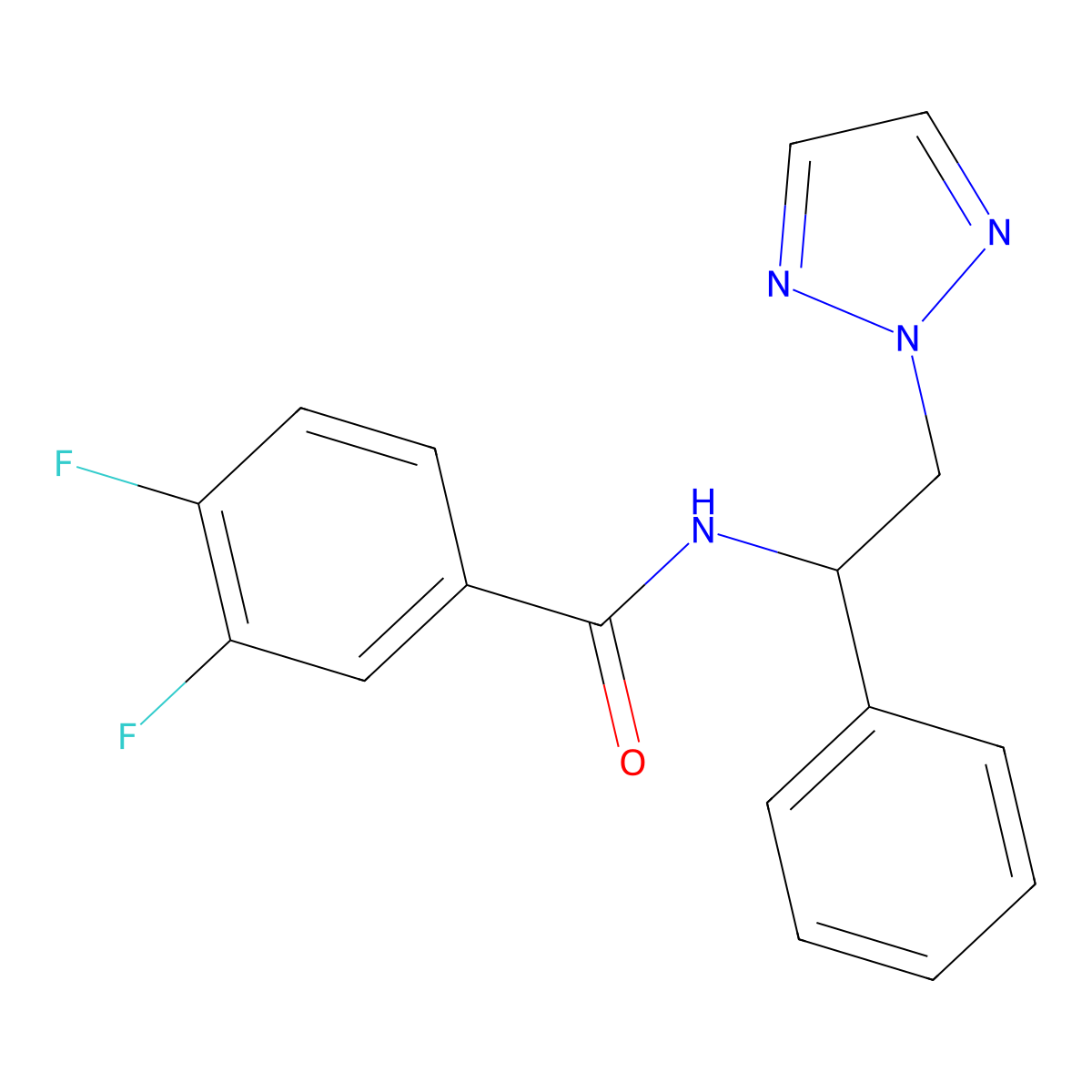 3,4-difluoro-N-(1-phenyl-2-(2H-1,2,3-triazol-2-yl)ethyl)benzamide molecular structure, CAS 2034558-89-7