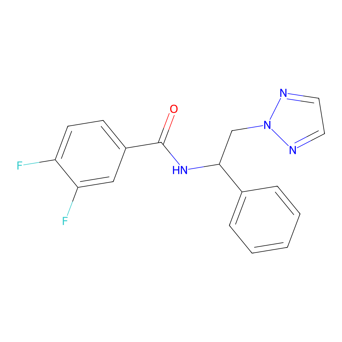 3,4-difluoro-N-(1-phenyl-2-(2H-1,2,3-triazol-2-yl)ethyl)benzamide molecular structure, CAS 2034558-89-7