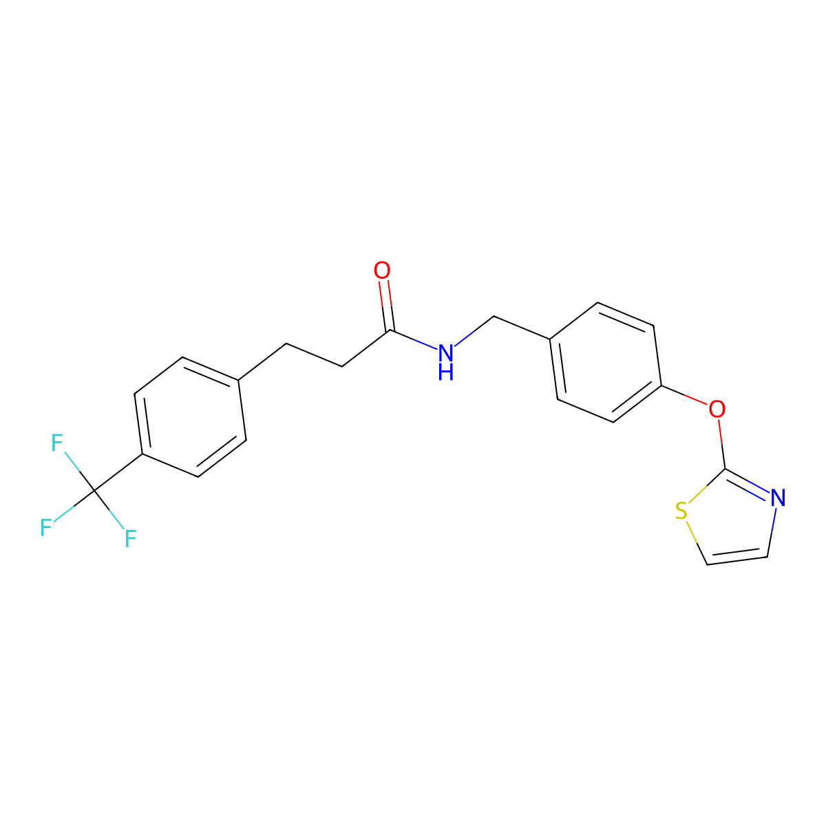 N-(4-(thiazol-2-yloxy)benzyl)-3-(4-(trifluoromethyl)phenyl)propanamide molecular structure, CAS 2034558-90-0