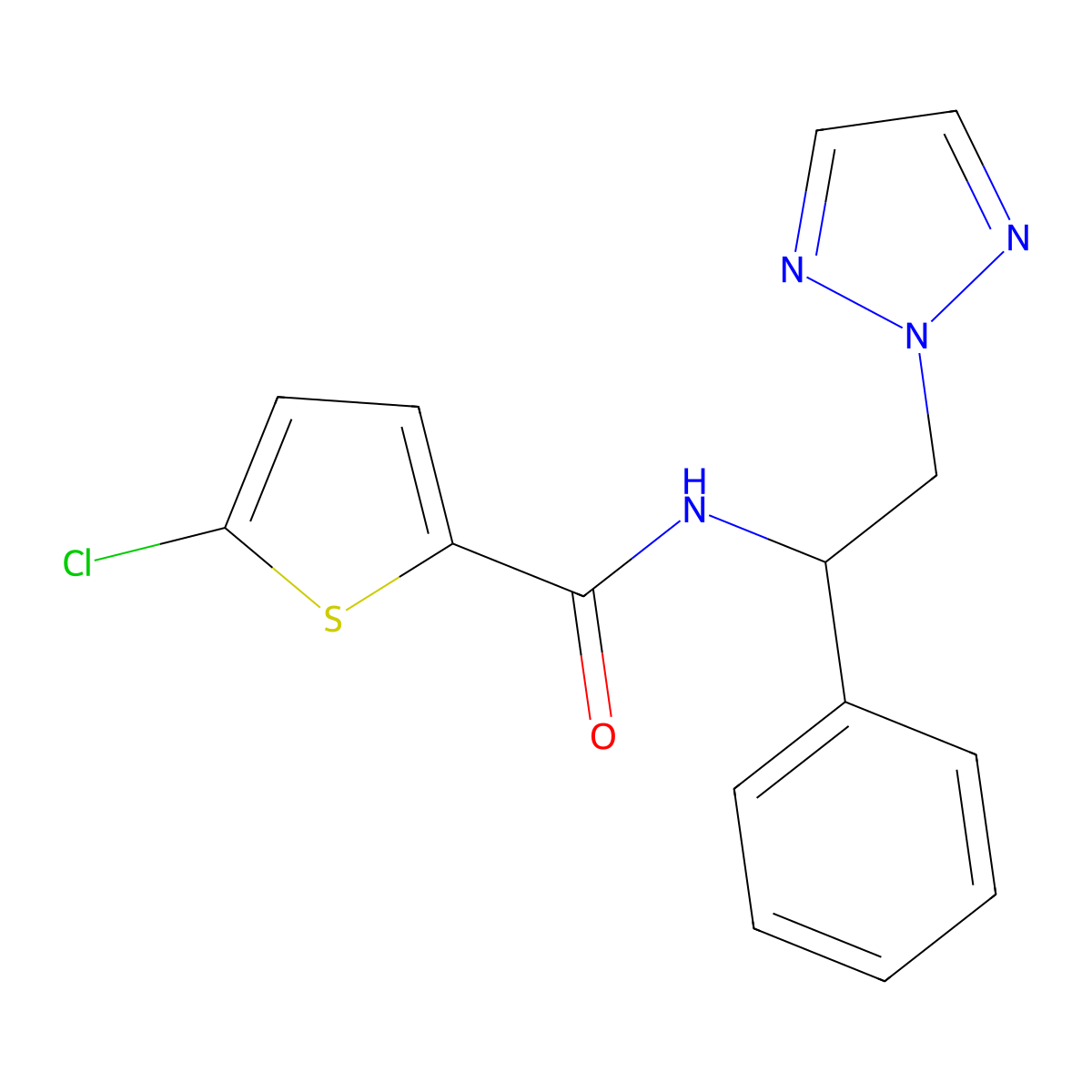 5-chloro-N-(1-phenyl-2-(2H-1,2,3-triazol-2-yl)ethyl)thiophene-2-carboxamide molecular structure, CAS 2034558-96-6