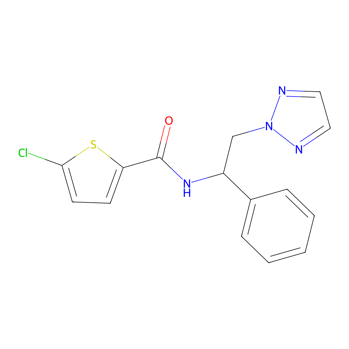 5-chloro-N-(1-phenyl-2-(2H-1,2,3-triazol-2-yl)ethyl)thiophene-2-carboxamide molecular structure, CAS 2034558-96-6