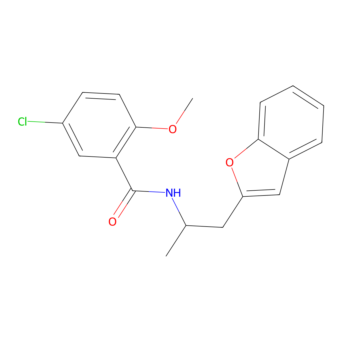 N-(1-(benzofuran-2-yl)propan-2-yl)-5-chloro-2-methoxybenzamide molecular structure, CAS 2034558-97-7