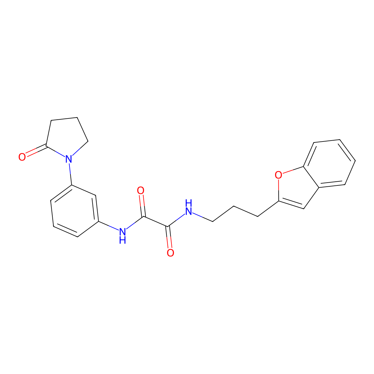 N1-(3-(benzofuran-2-yl)propyl)-N2-(3-(2-oxopyrrolidin-1-yl)phenyl)oxalamide molecular structure, CAS 2034558-99-9