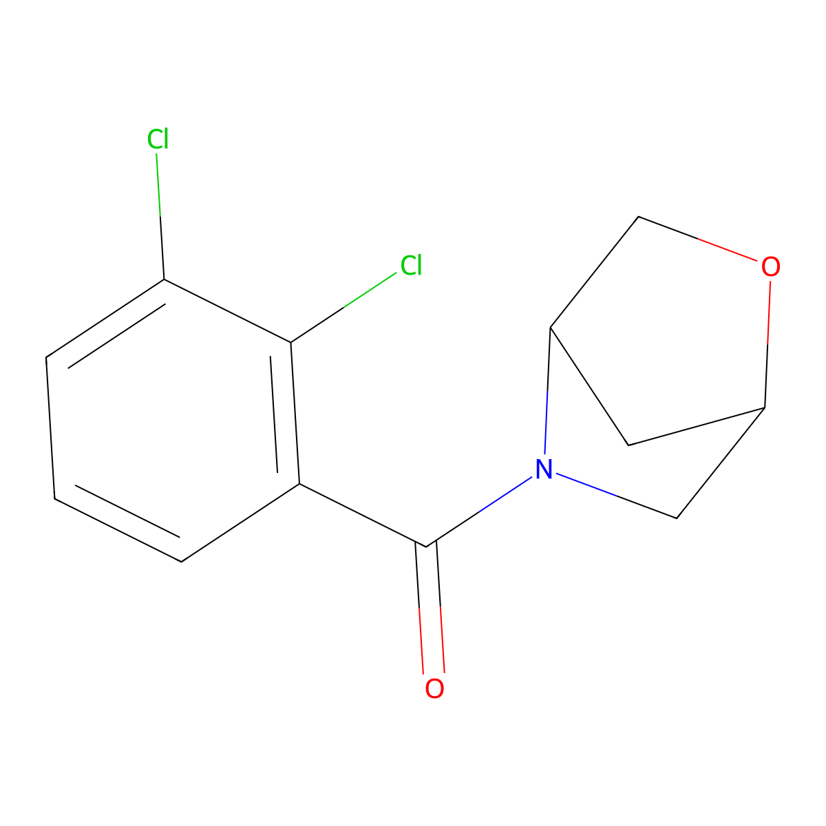 2-Oxa-5-azabicyclo[2.2.1]heptan-5-yl(2,3-dichlorophenyl)methanone molecular structure, CAS 2034559-01-6