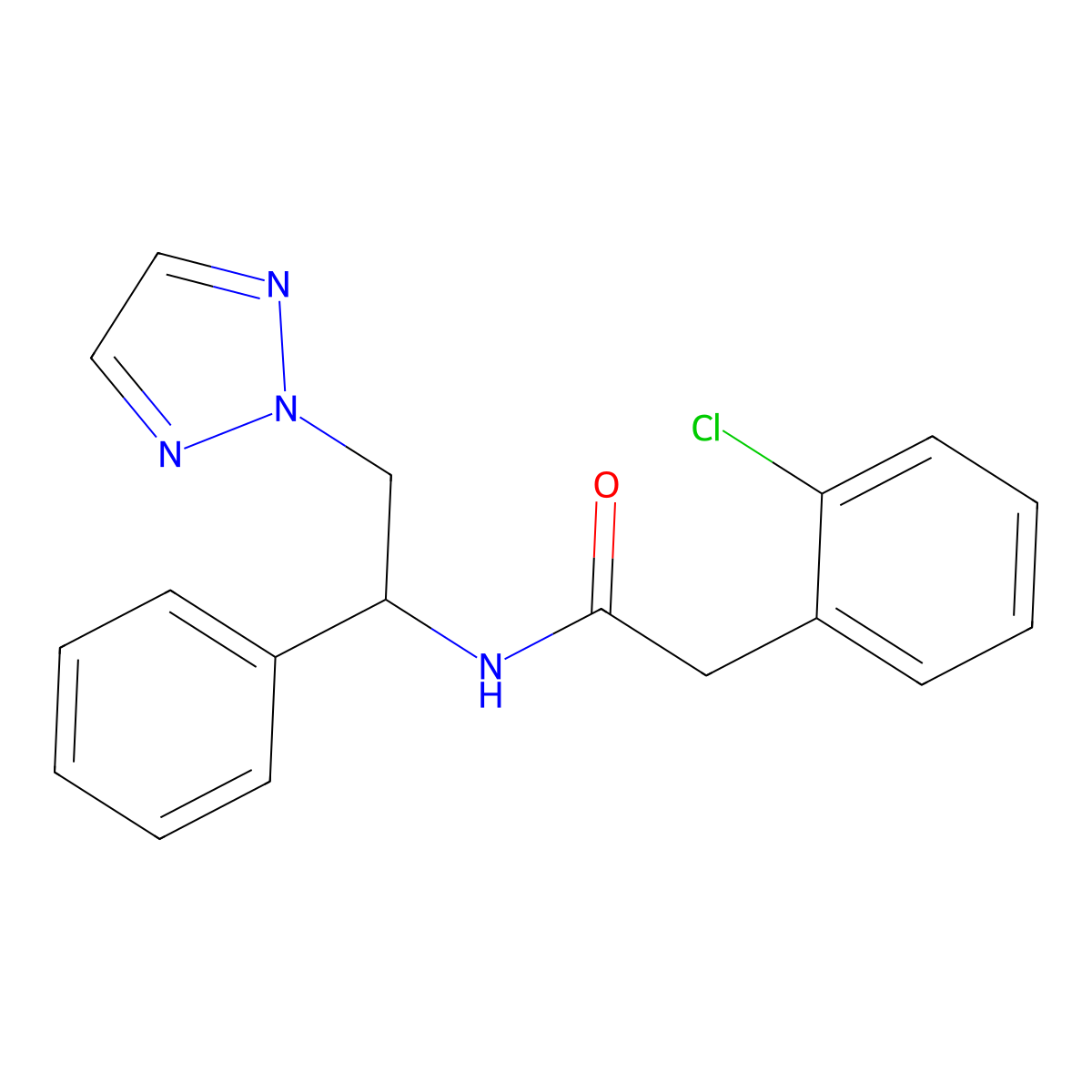 2-(2-chlorophenyl)-N-(1-phenyl-2-(2H-1,2,3-triazol-2-yl)ethyl)acetamide molecular structure, CAS 2034559-15-2