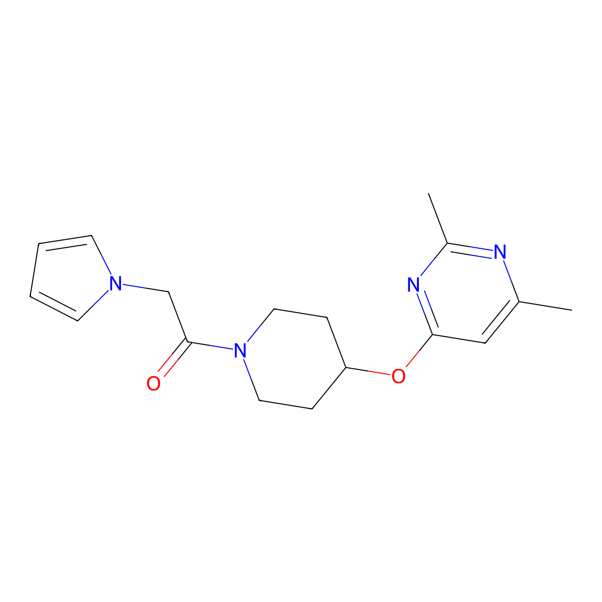 1-(4-((2,6-dimethylpyrimidin-4-yl)oxy)piperidin-1-yl)-2-(1H-pyrrol-1-yl)ethanone molecular structure, CAS 2034559-29-8