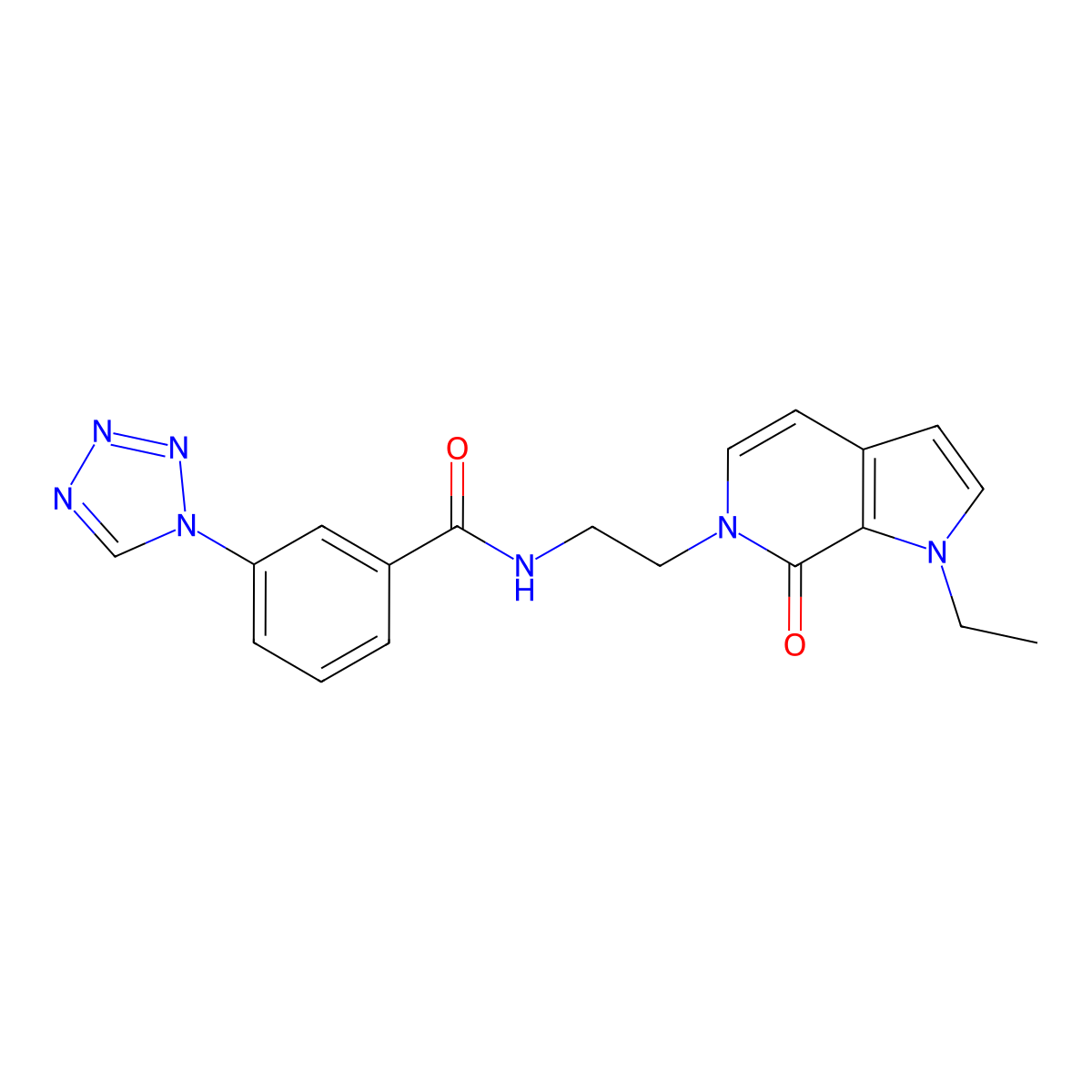 N-(2-(1-ethyl-7-oxo-1H-pyrrolo[2,3-c]pyridin-6(7H)-yl)ethyl)-3-(1H-tetrazol-1-yl)benzamide molecular structure, CAS 2034559-33-4