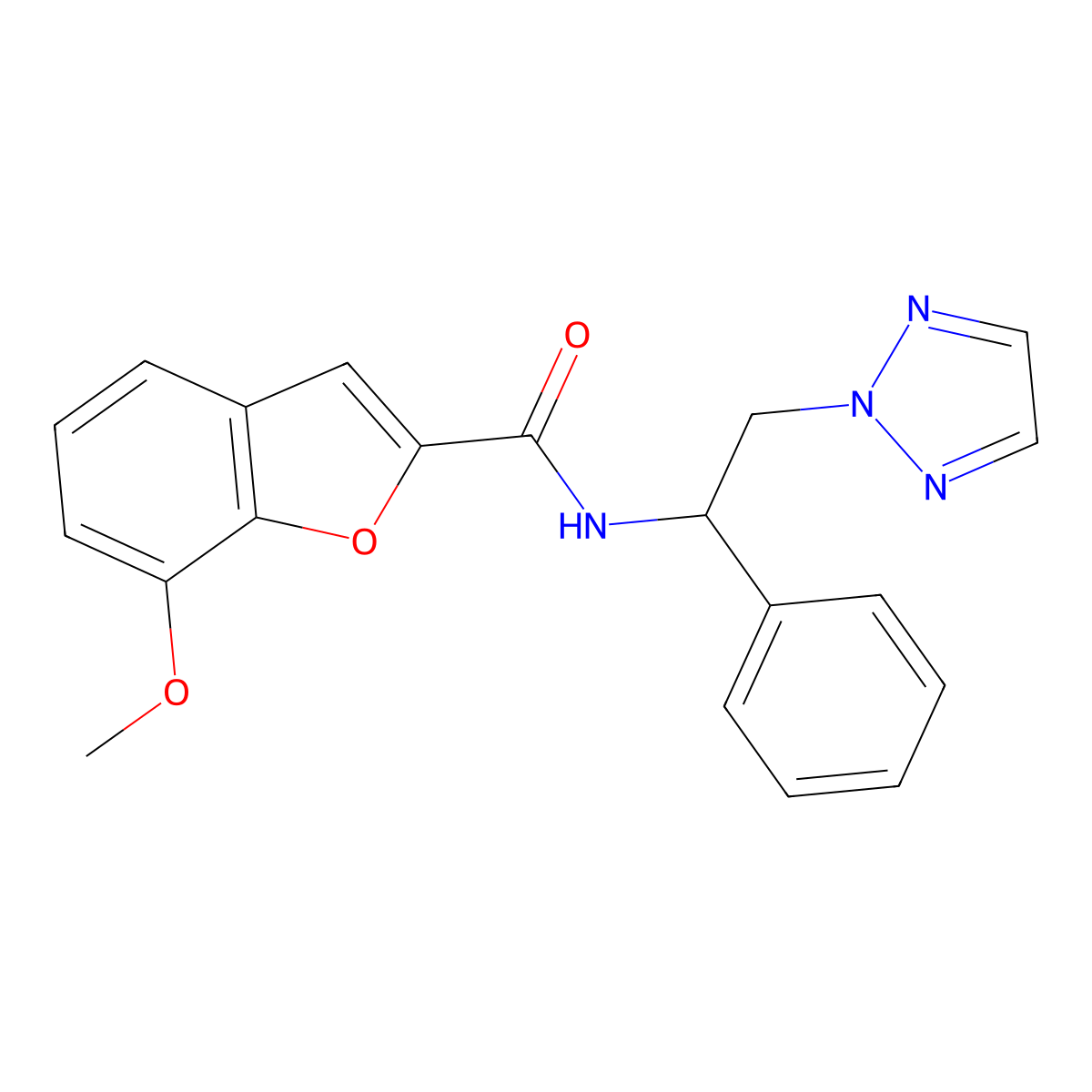7-methoxy-N-(1-phenyl-2-(2H-1,2,3-triazol-2-yl)ethyl)benzofuran-2-carboxamide molecular structure, CAS 2034559-35-6