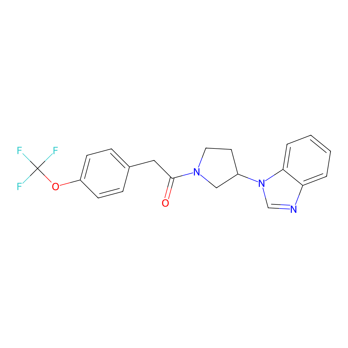 1-(3-(1H-benzo[d]imidazol-1-yl)pyrrolidin-1-yl)-2-(4-(trifluoromethoxy)phenyl)ethanone molecular structure, CAS 2034559-40-3