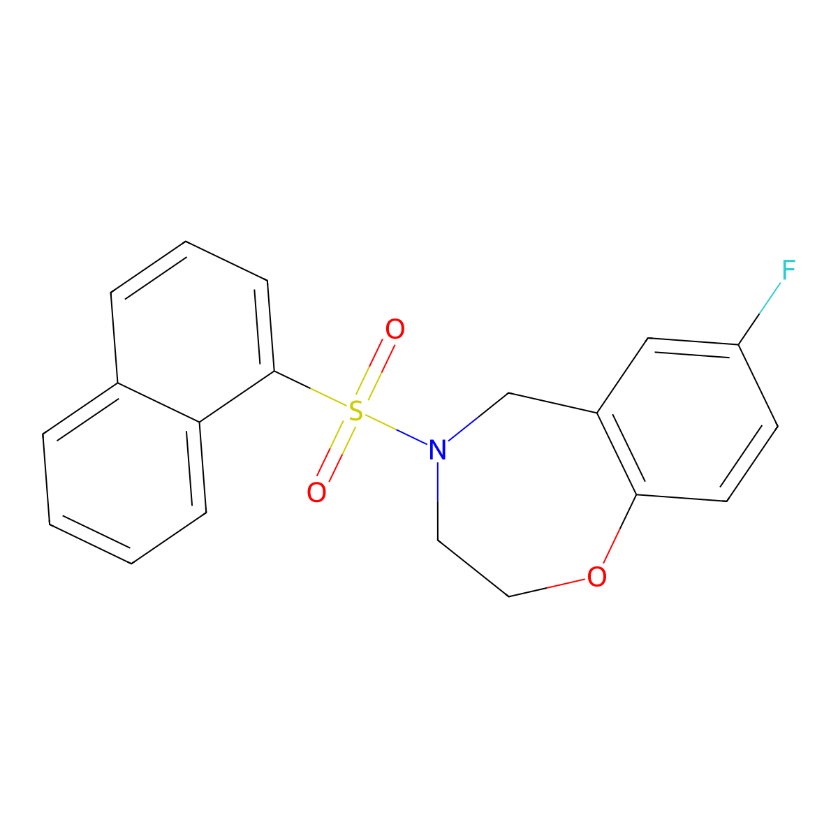 7-Fluoro-4-(naphthalen-1-ylsulfonyl)-2,3,4,5-tetrahydrobenzo[f][1,4]oxazepine molecular structure, CAS 2034559-43-6