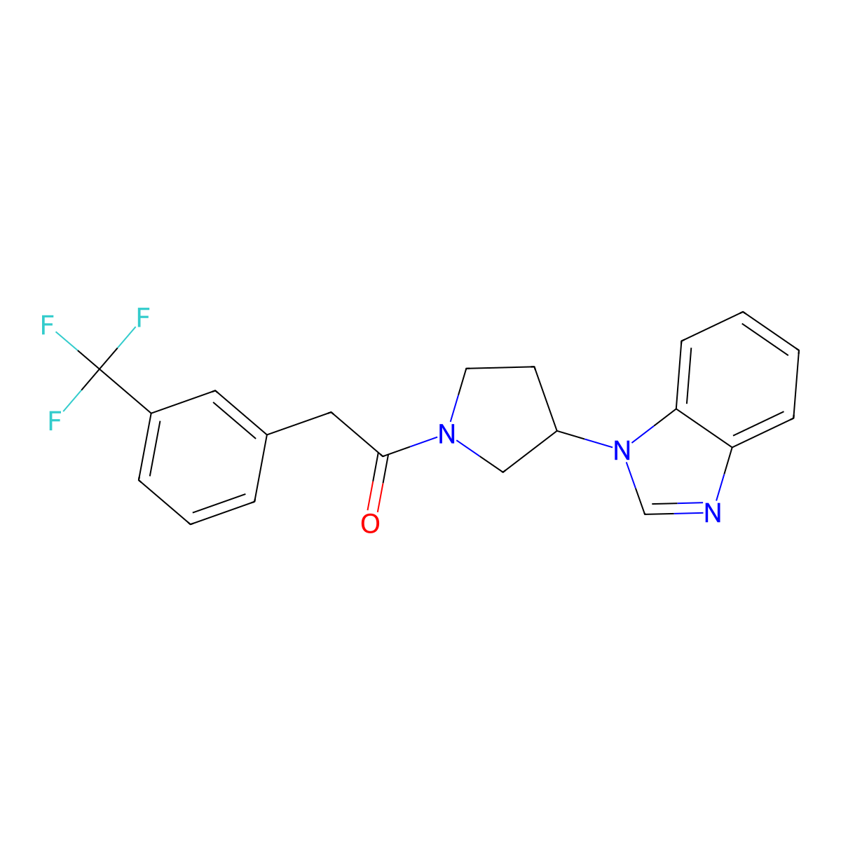 1-[3-(1H-1,3-benzodiazol-1-yl)pyrrolidin-1-yl]-2-[3-(trifluoromethyl)phenyl]ethan-1-one molecular structure, CAS 2034559-50-5